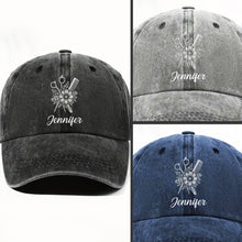 Load image into Gallery viewer, Personalized Washed Denim Cap Flower Scissors Gift for Hairstylist
