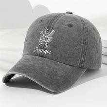 Load image into Gallery viewer, Personalized Washed Denim Cap Flower Scissors Gift for Hairstylist
