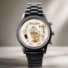 Load image into Gallery viewer, Personalized Custom Men's Watch with Name for Hair Stylist Gift
