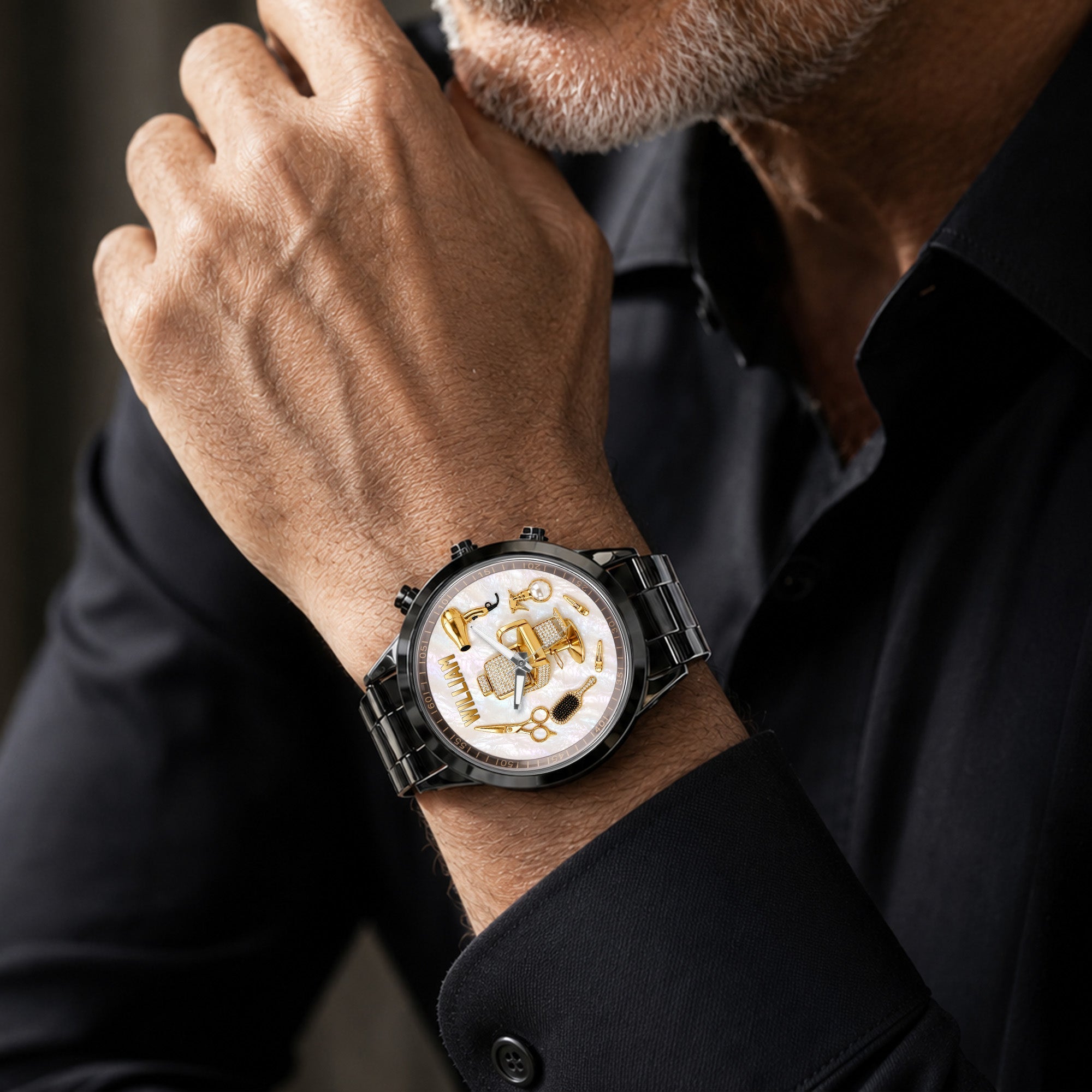 Personalized Custom Men's Watch with Name for Hair Stylist Gift