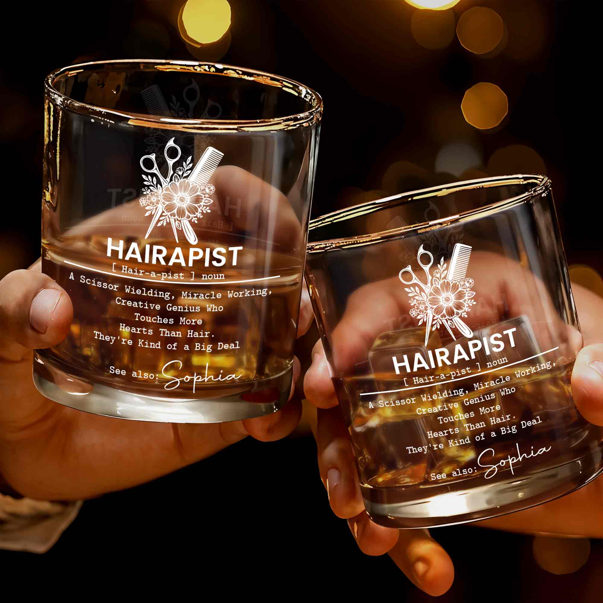 Personalized Custom Whiskey Glass for Hair Stylist Gift Idea