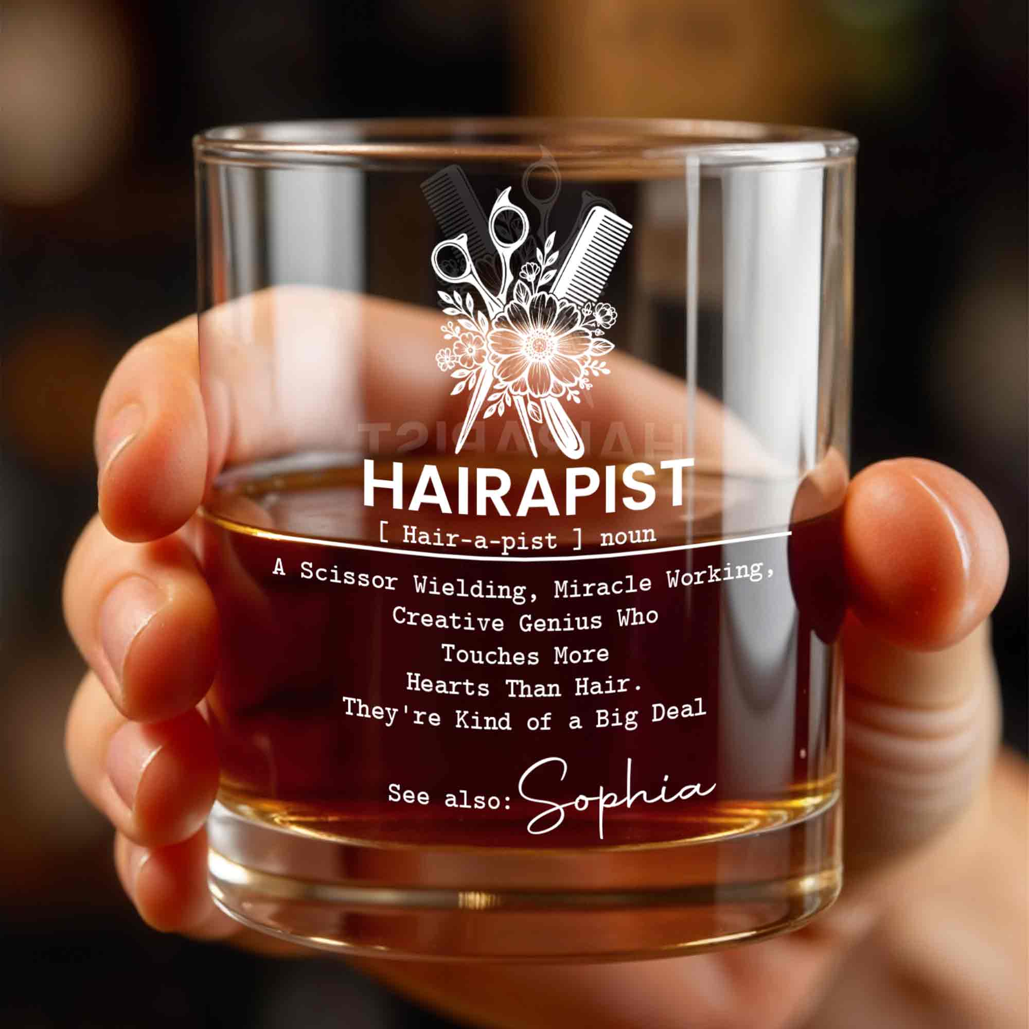 Personalized Custom Whiskey Glass for Hair Stylist Gift Idea