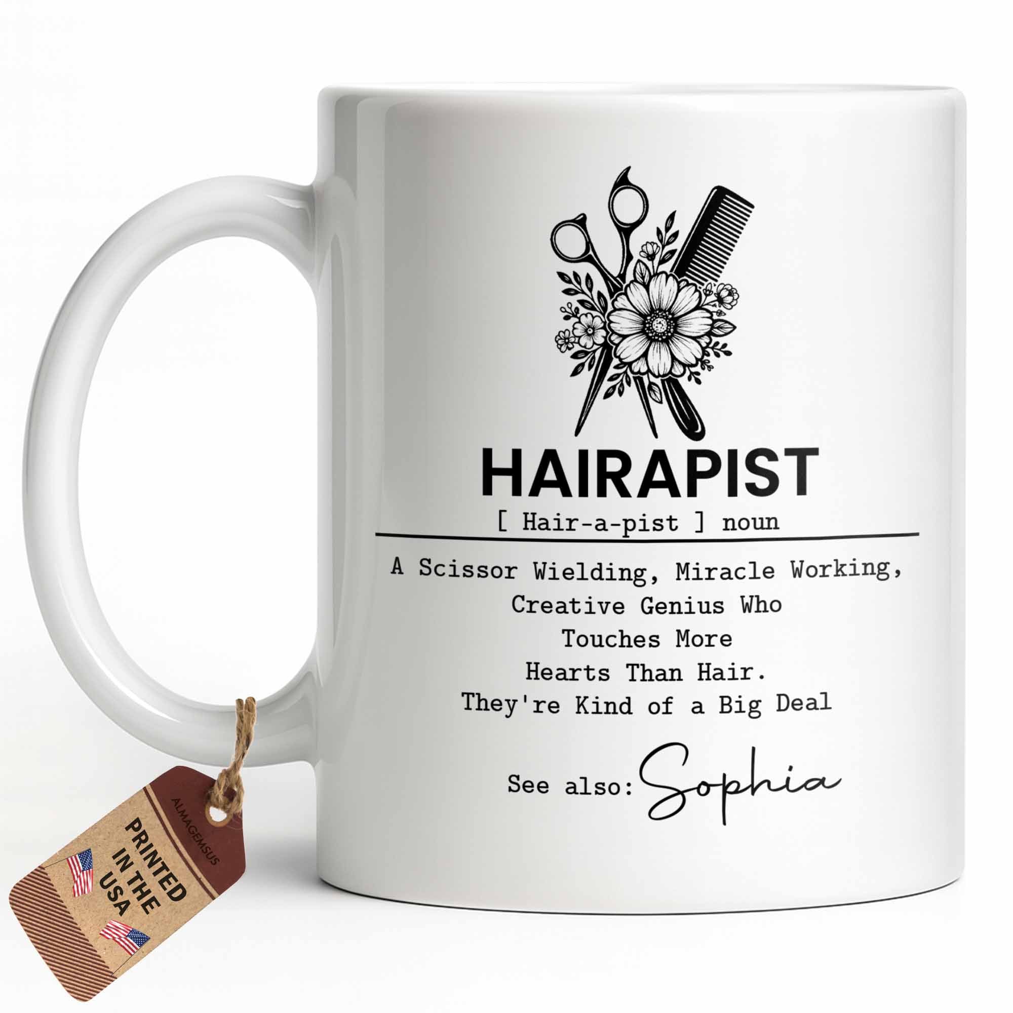Personalized Hairapist Coffee Mug Custom Name Gift for Her