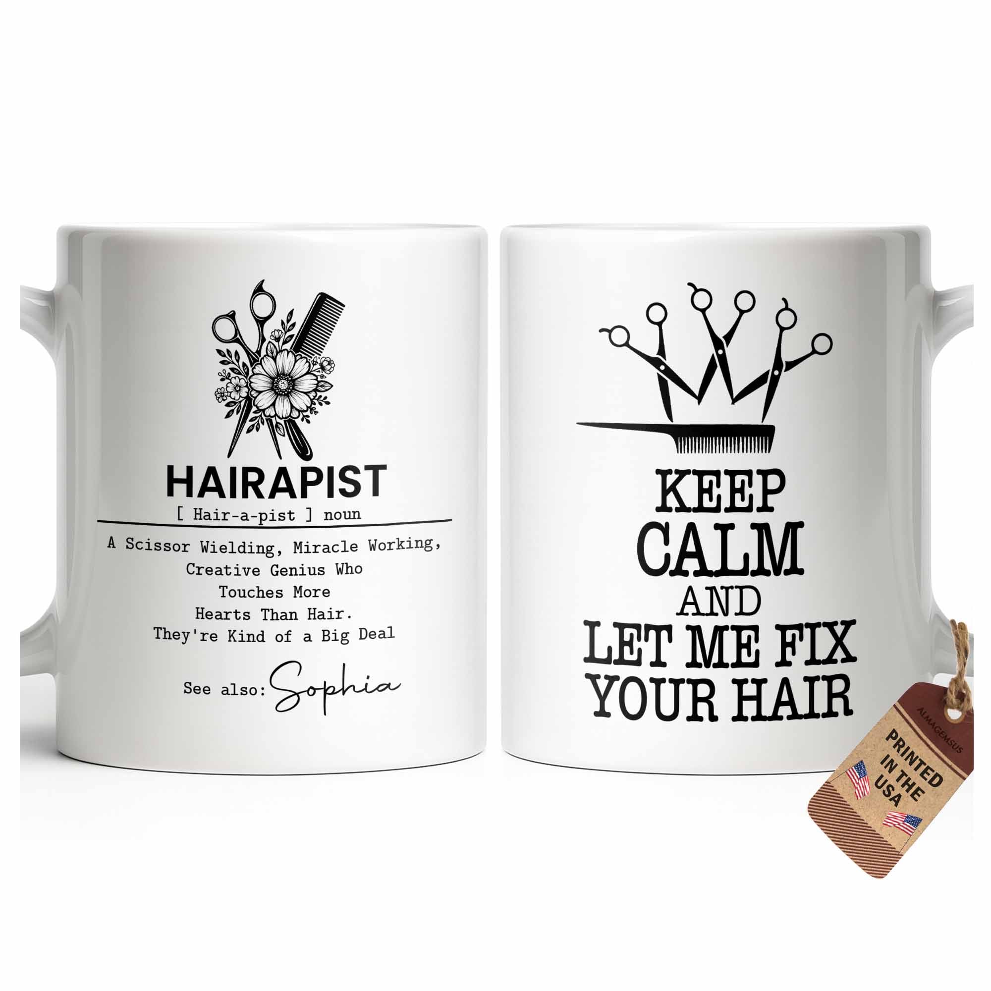 Personalized Hairapist Coffee Mug Custom Name Gift for Her