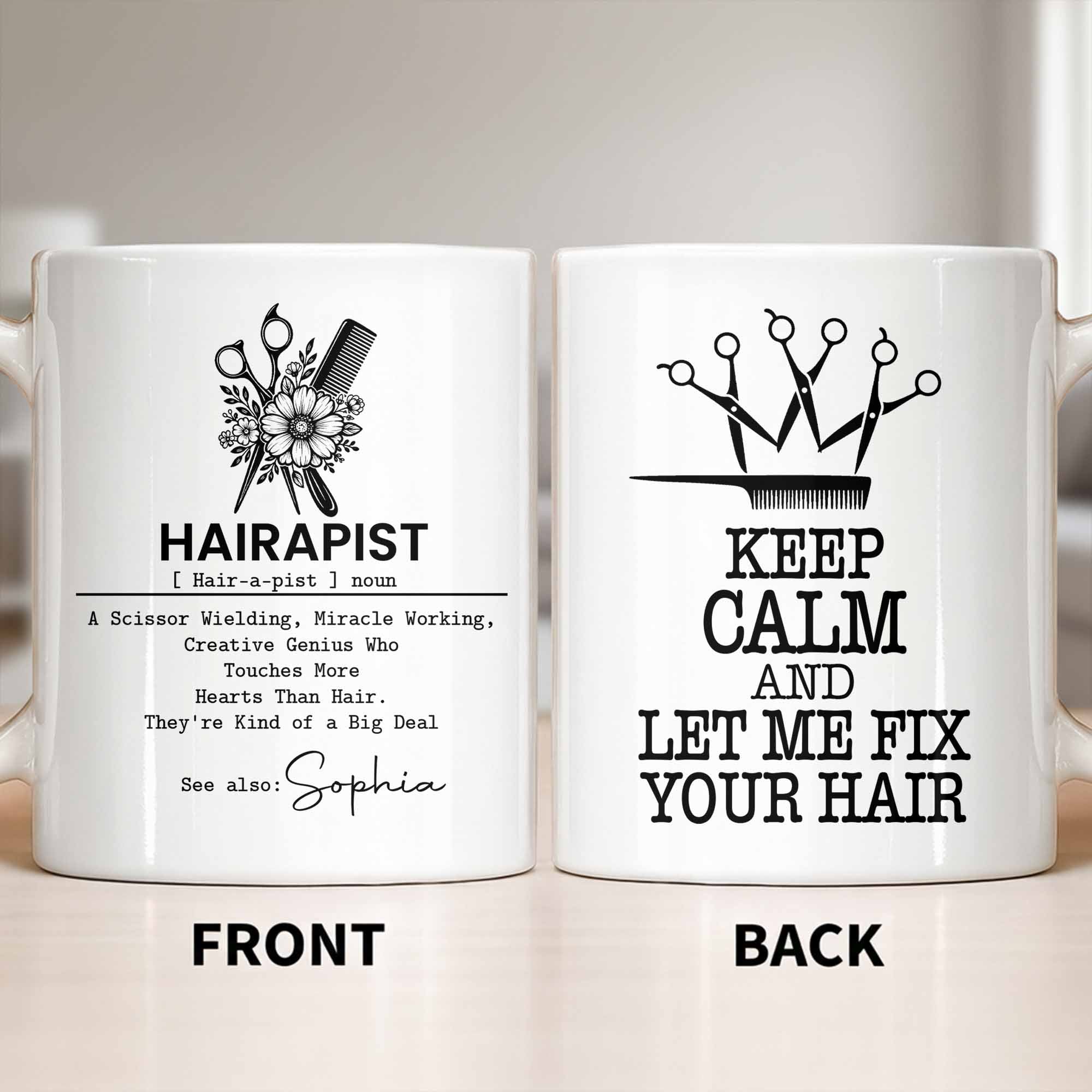 Personalized Hairapist Coffee Mug Custom Name Gift for Her