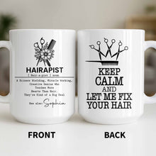 Load image into Gallery viewer, Personalized Hairapist Coffee Mug Custom Name Gift for Her

