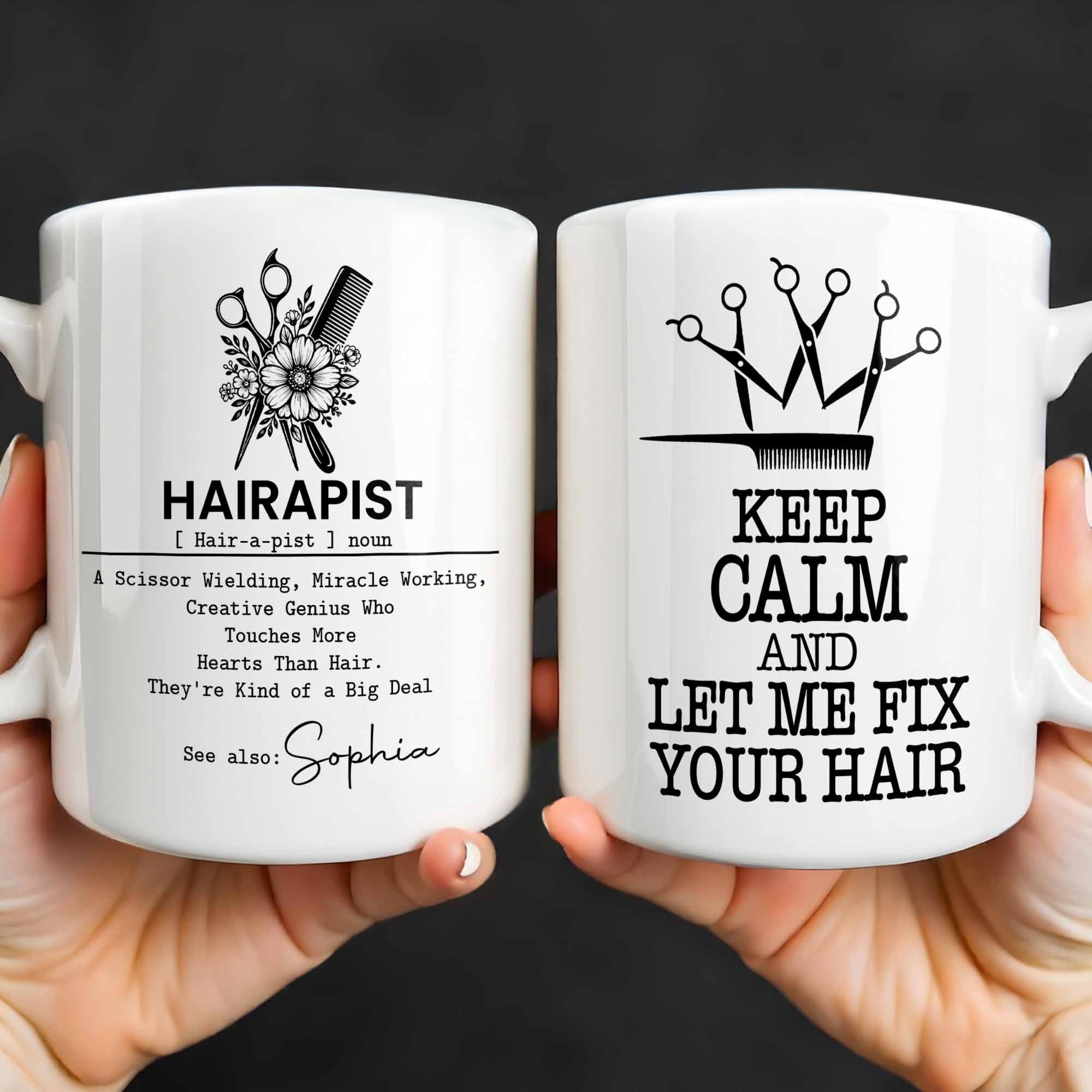 Personalized Hairapist Coffee Mug Custom Name Gift for Her