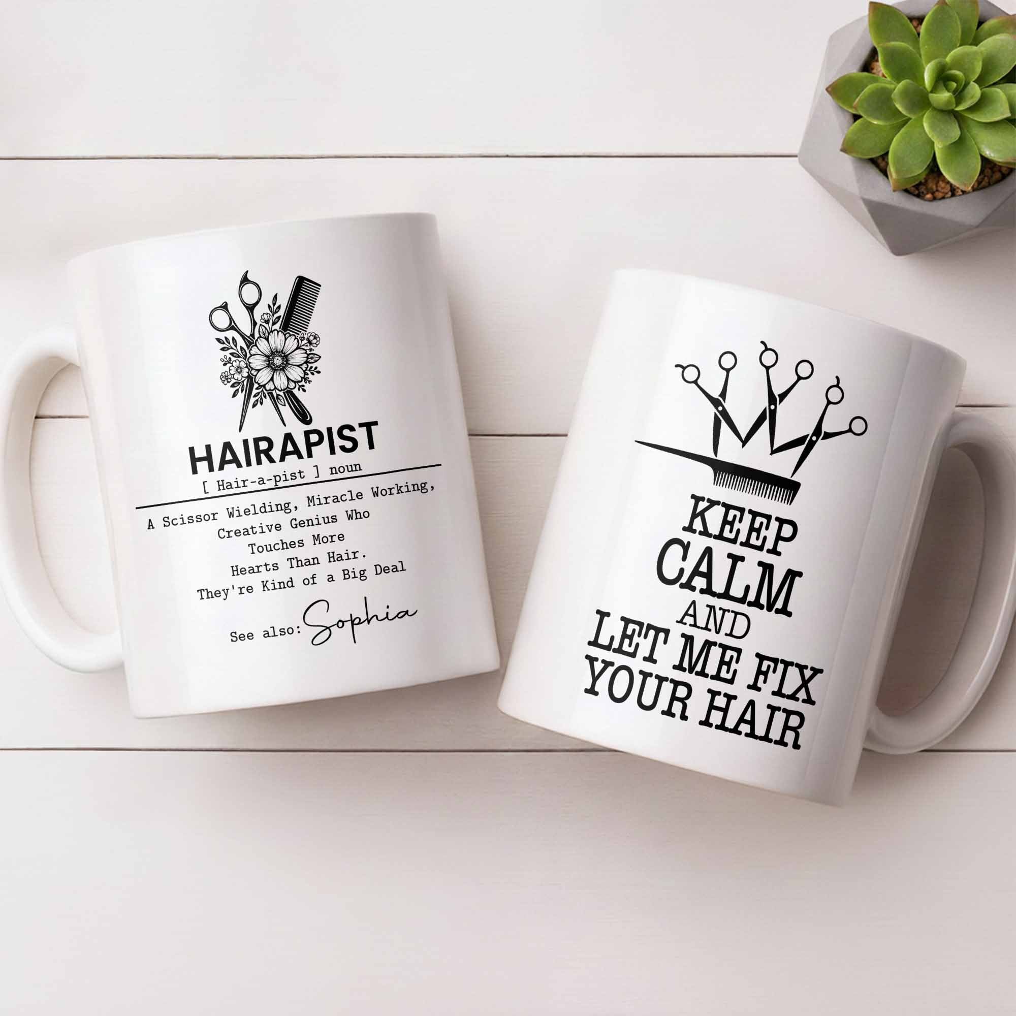Personalized Hairapist Coffee Mug Custom Name Gift for Her