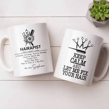 Load image into Gallery viewer, Personalized Hairapist Coffee Mug Custom Name Gift for Her
