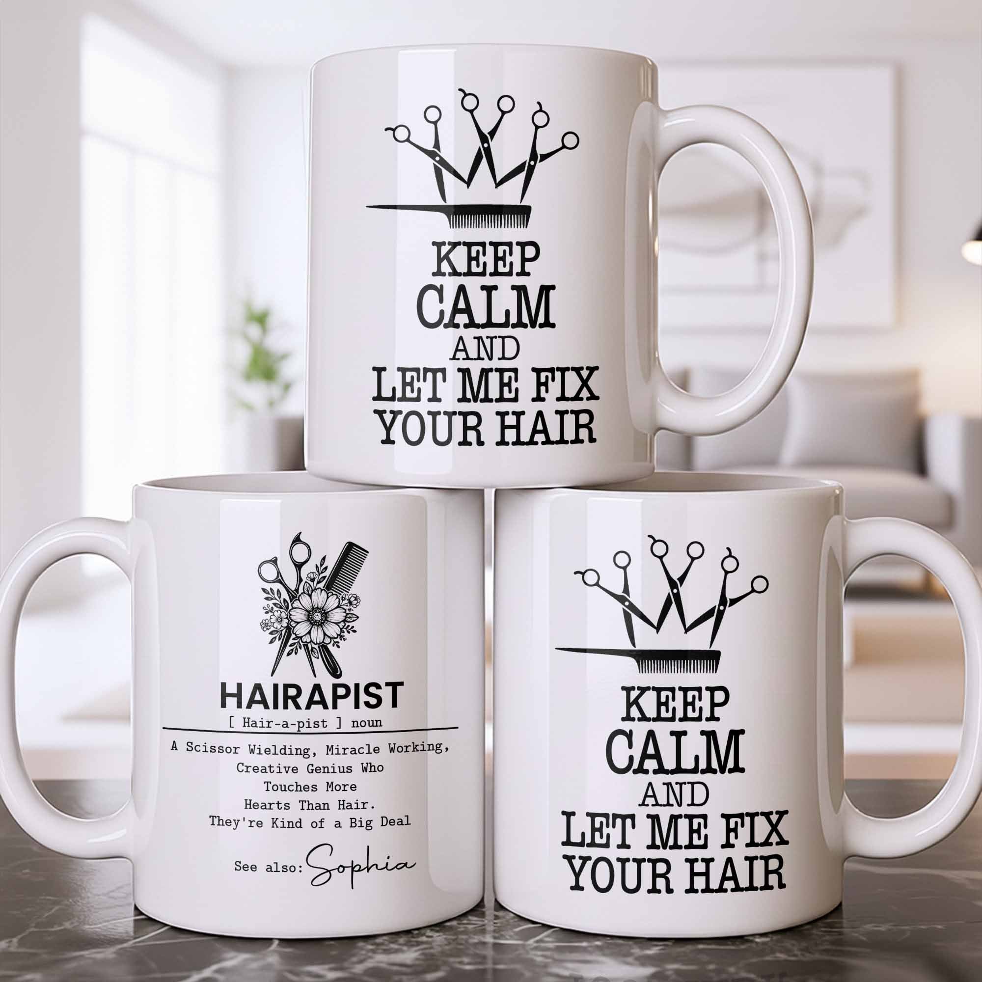 Personalized Hairapist Coffee Mug Custom Name Gift for Her