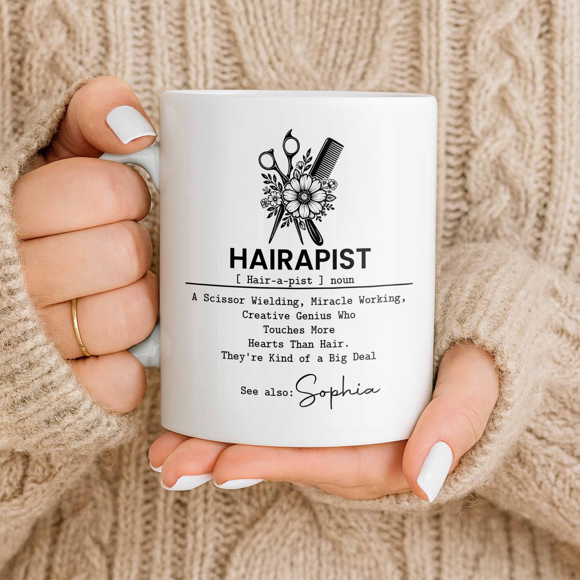 Personalized Hairapist Coffee Mug Custom Name Gift for Her
