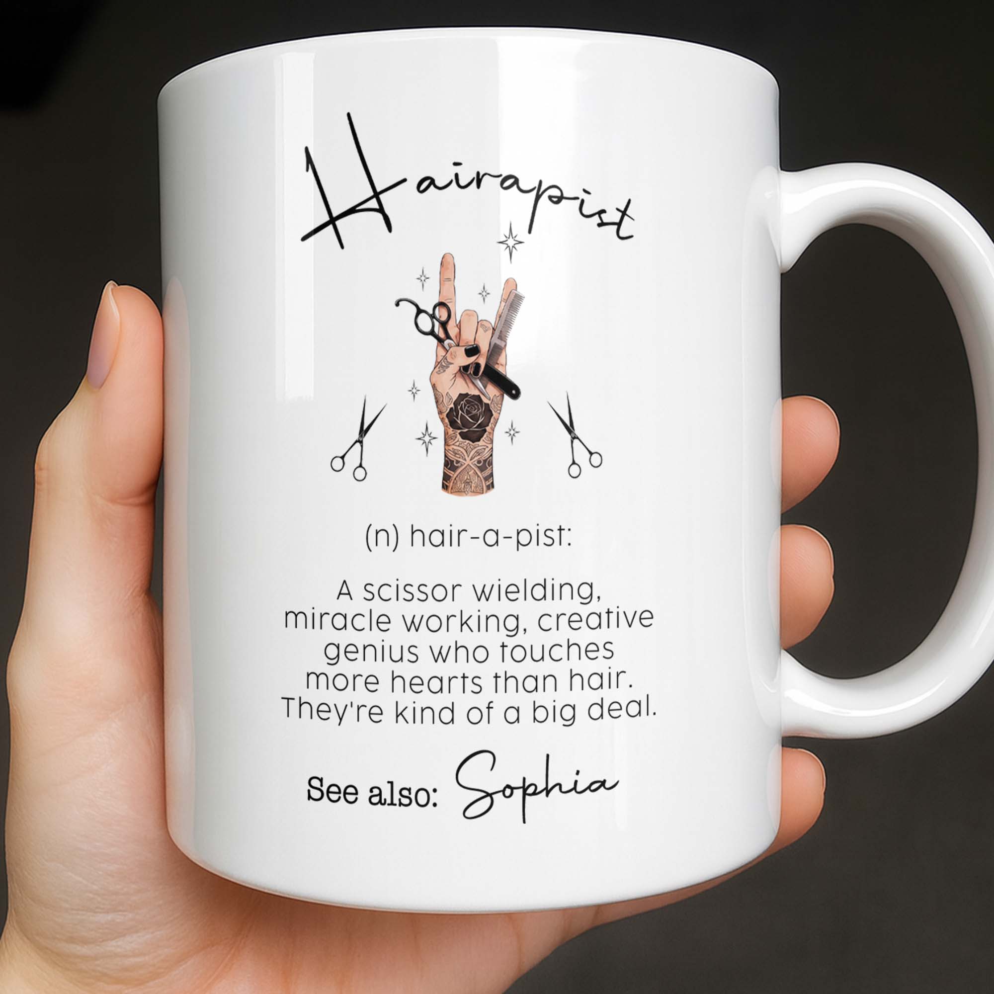 Personalized Ceramic Coffee Mug for Hairstylist Gift Idea