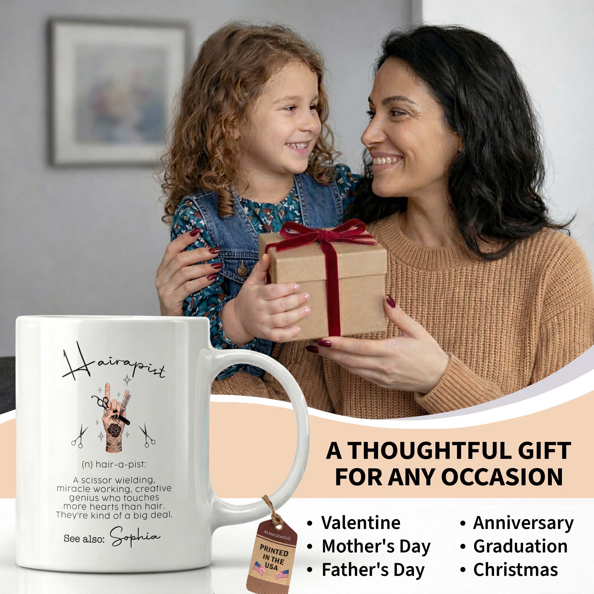 Personalized Ceramic Coffee Mug for Hairstylist Gift Idea