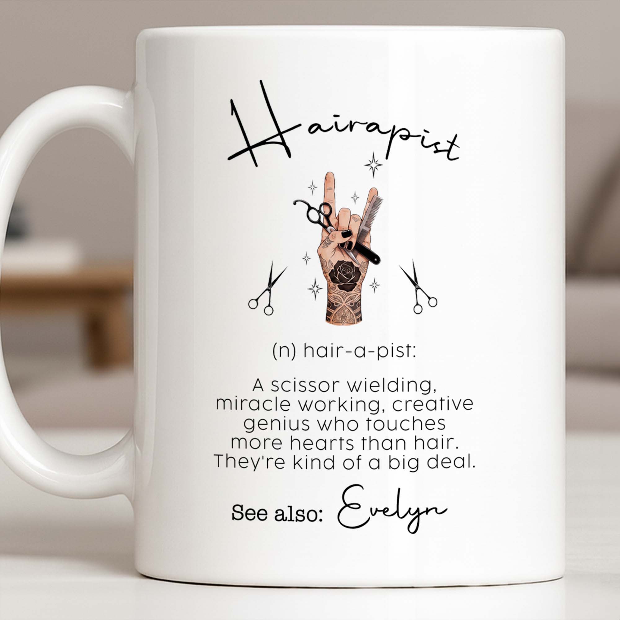 Personalized Ceramic Coffee Mug for Hairstylist Gift Idea