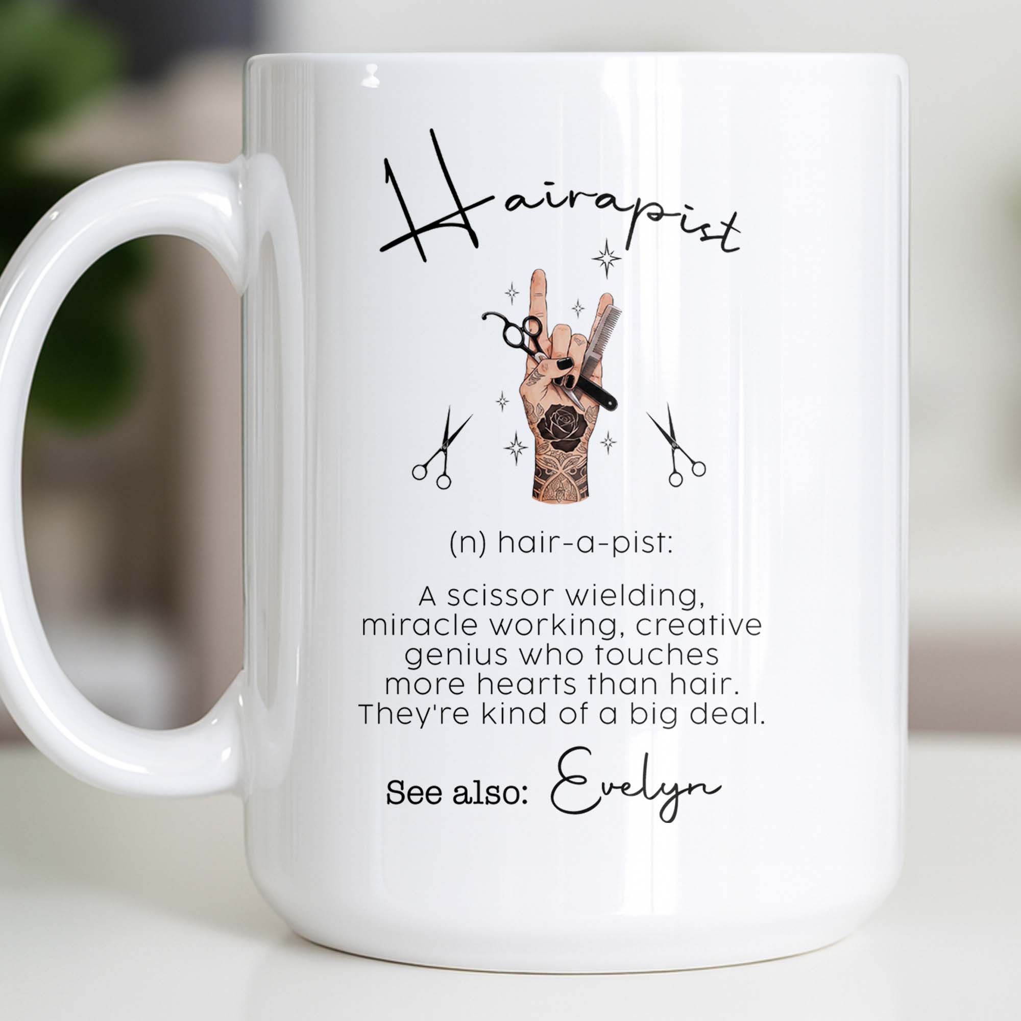 Personalized Ceramic Coffee Mug for Hairstylist Gift Idea