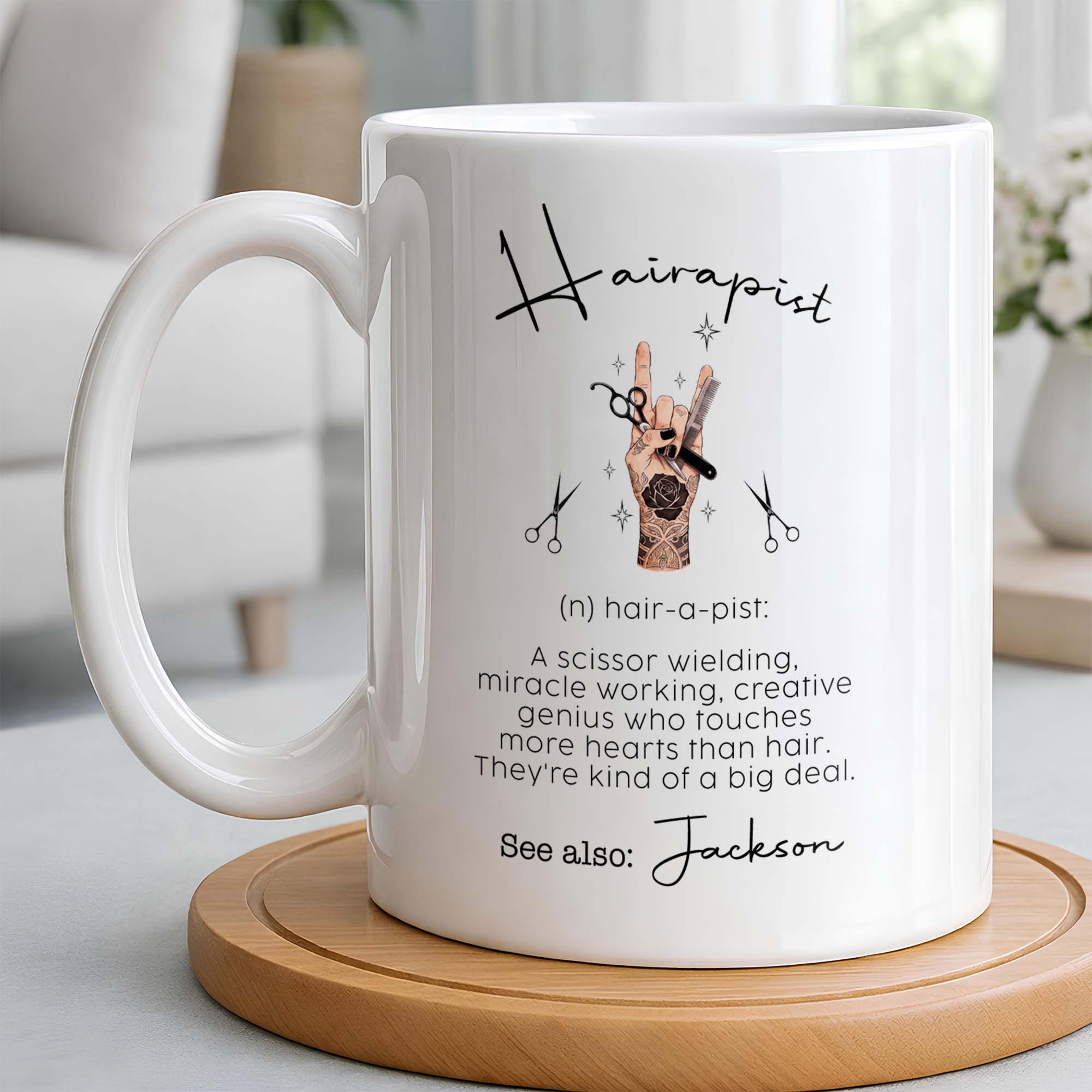 Personalized Ceramic Coffee Mug for Hairstylist Gift Idea