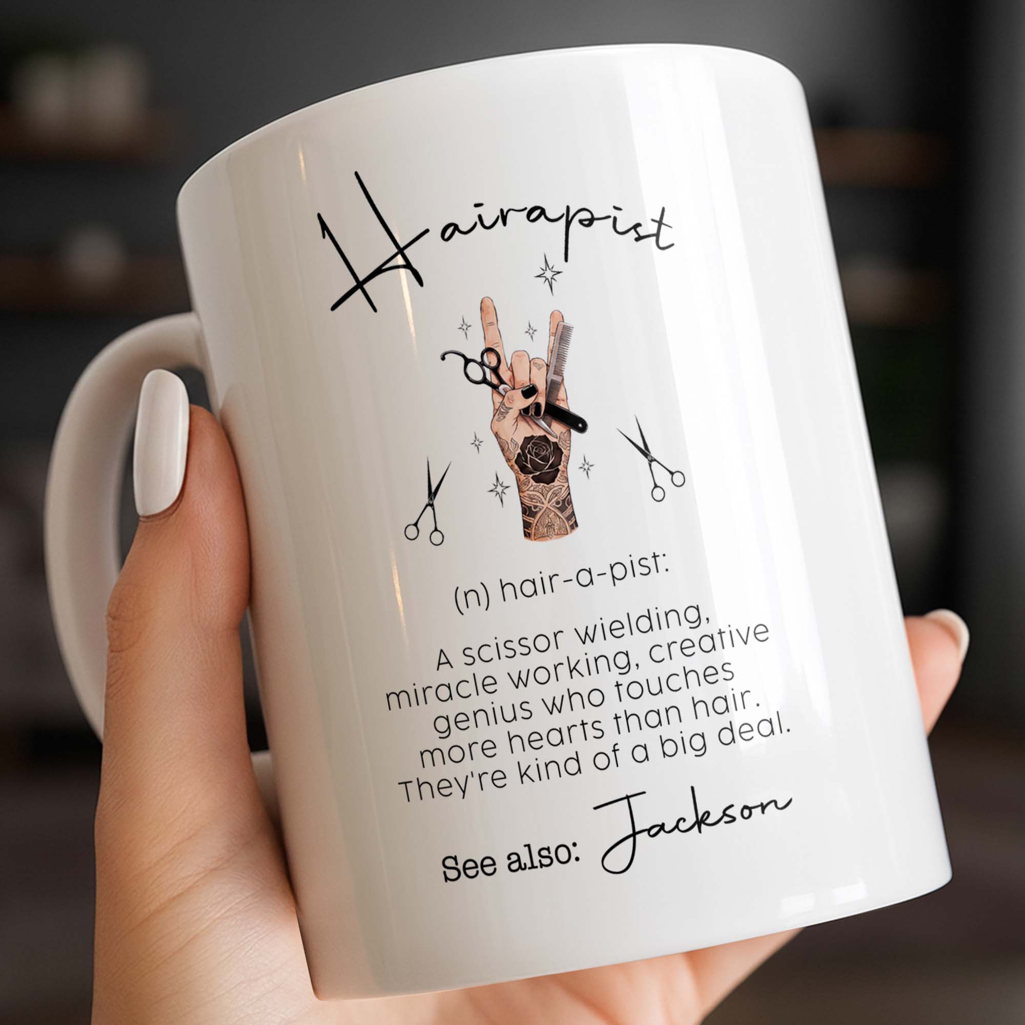 Personalized Ceramic Coffee Mug for Hairstylist Gift Idea