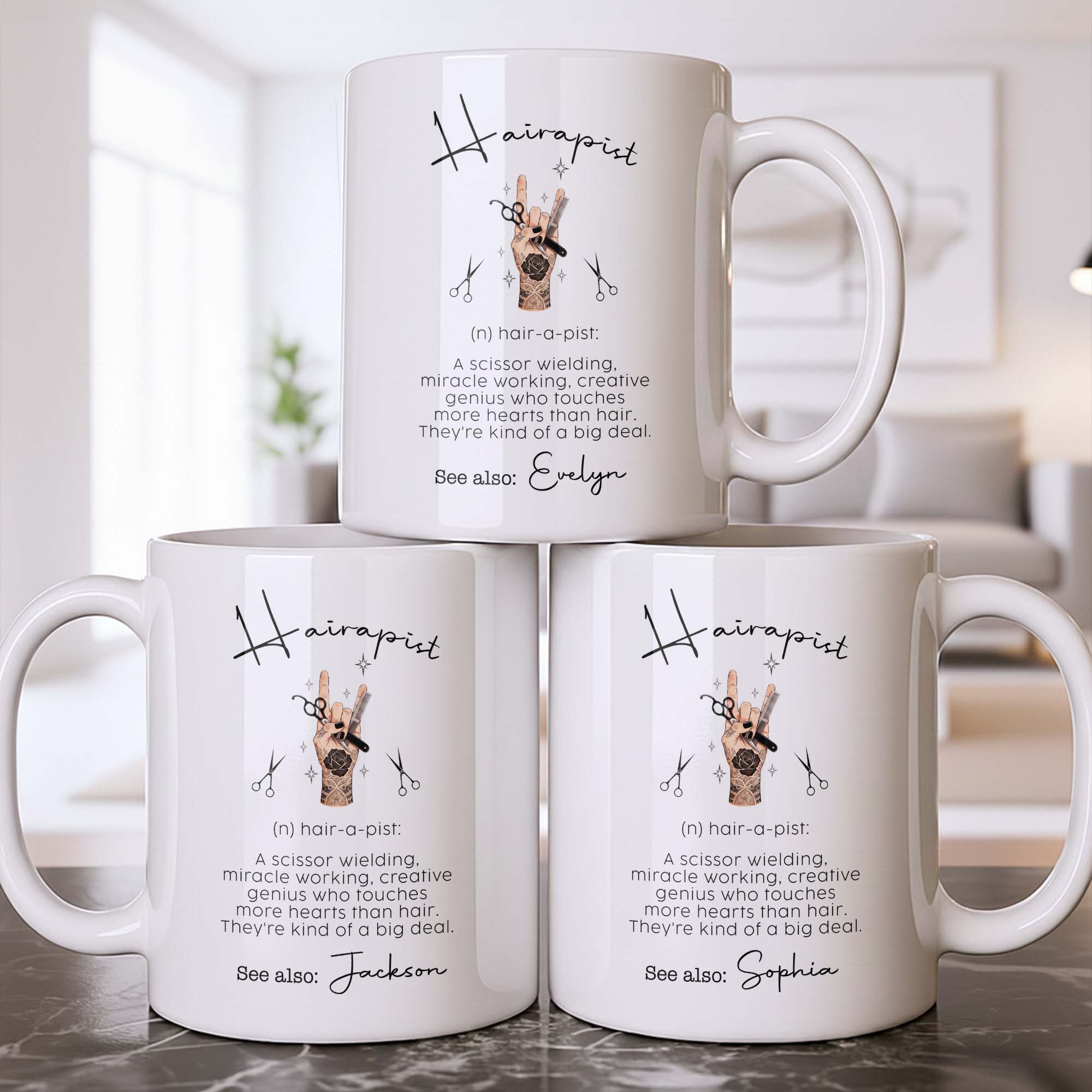 Personalized Ceramic Coffee Mug for Hairstylist Gift Idea