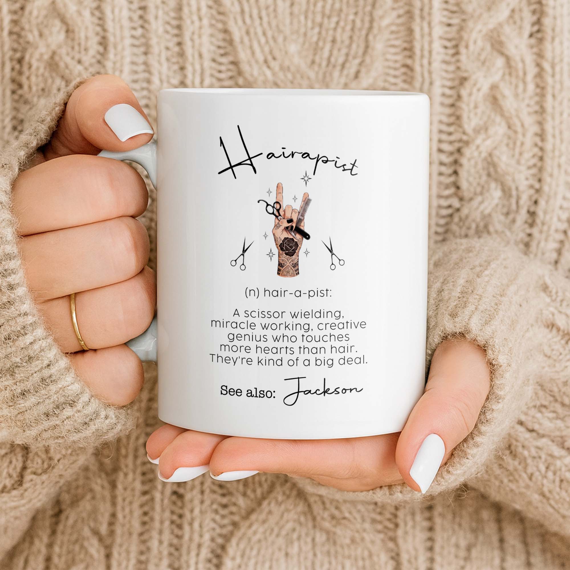 Personalized Ceramic Coffee Mug for Hairstylist Gift Idea