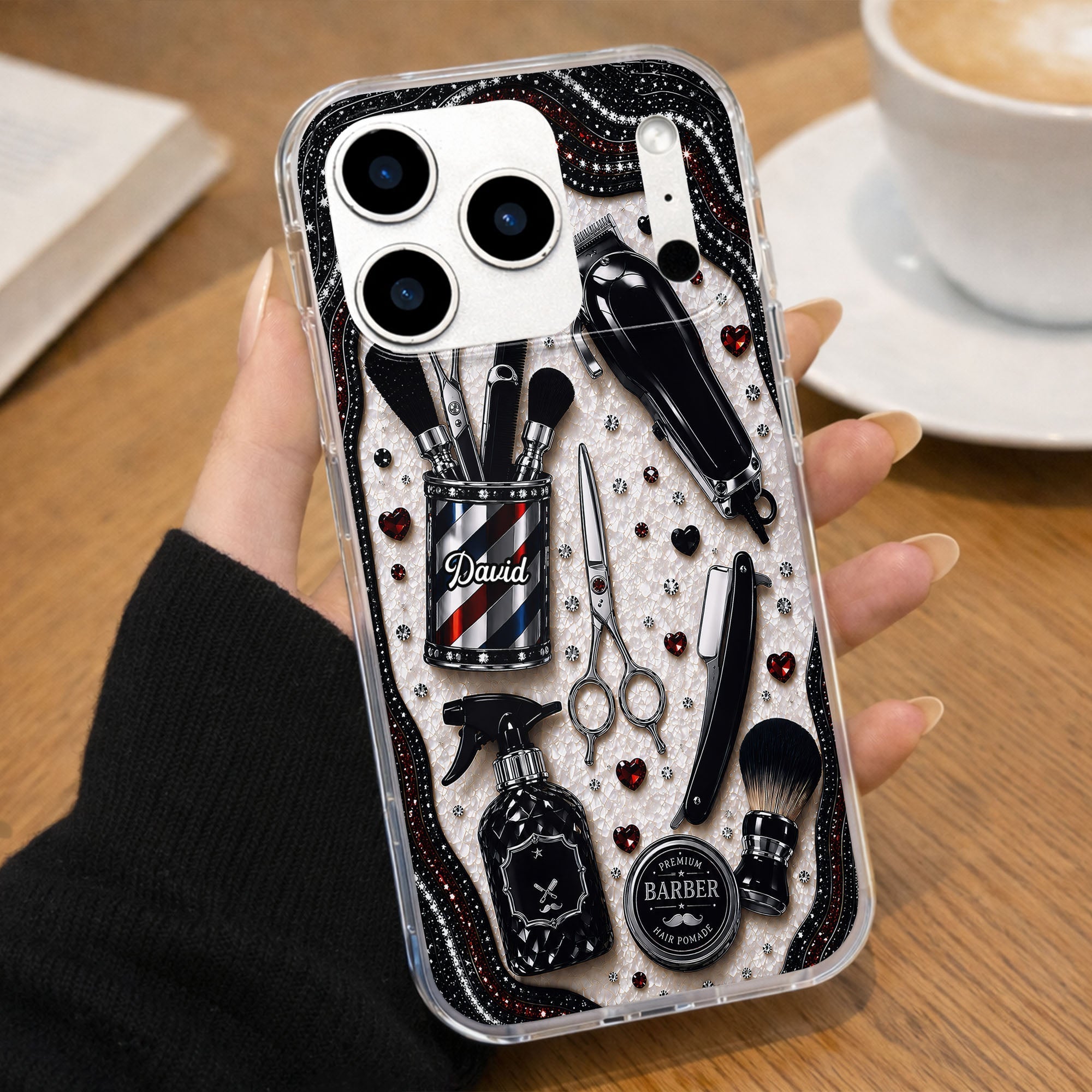 Personalized Clear Phone Case for Hair Stylist Custom Name Gift