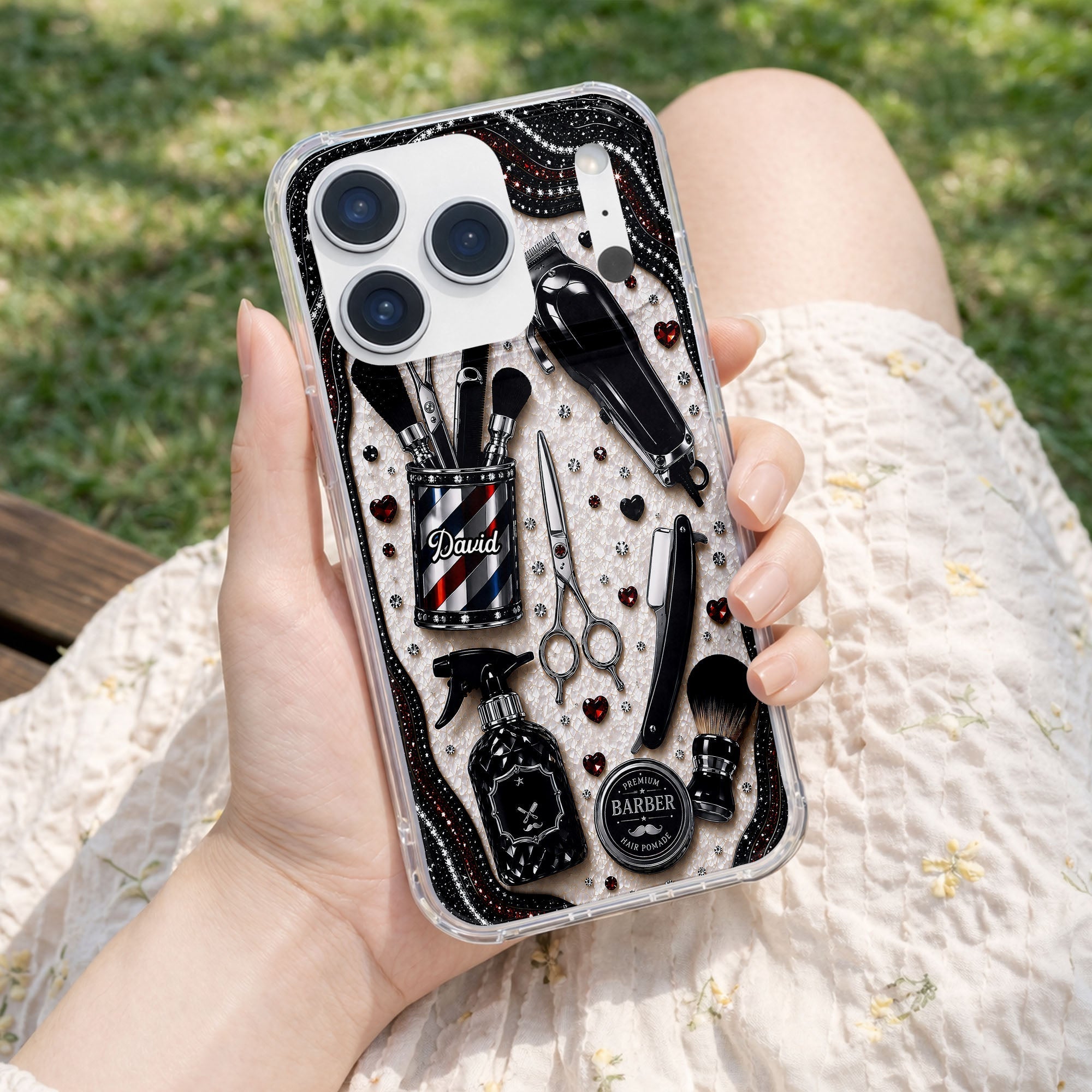 Personalized Clear Phone Case for Hair Stylist Custom Name Gift
