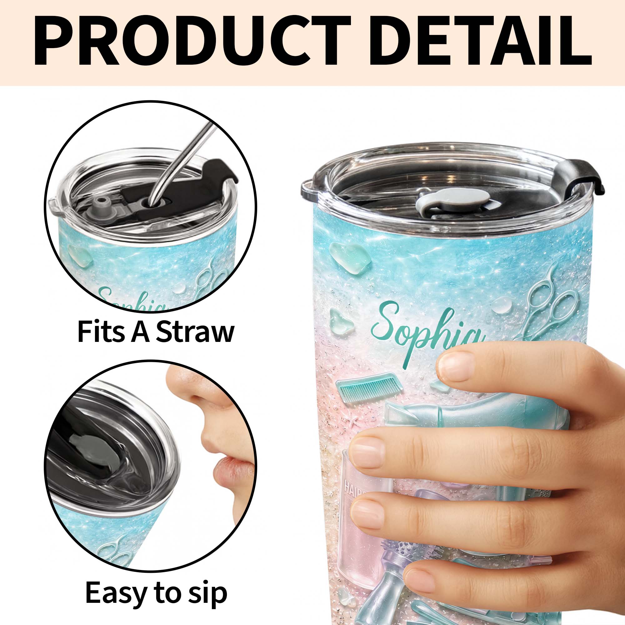Personalized Stainless Steel Tumbler for Hairstylist Gift 20oz