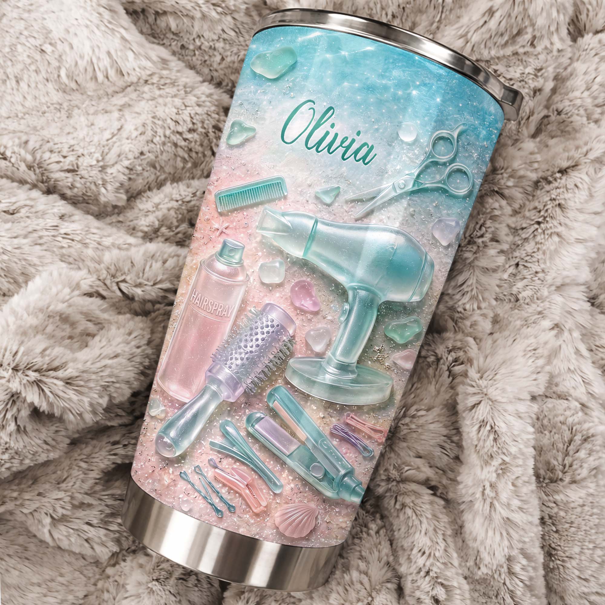 Personalized Stainless Steel Tumbler for Hairstylist Gift 20oz