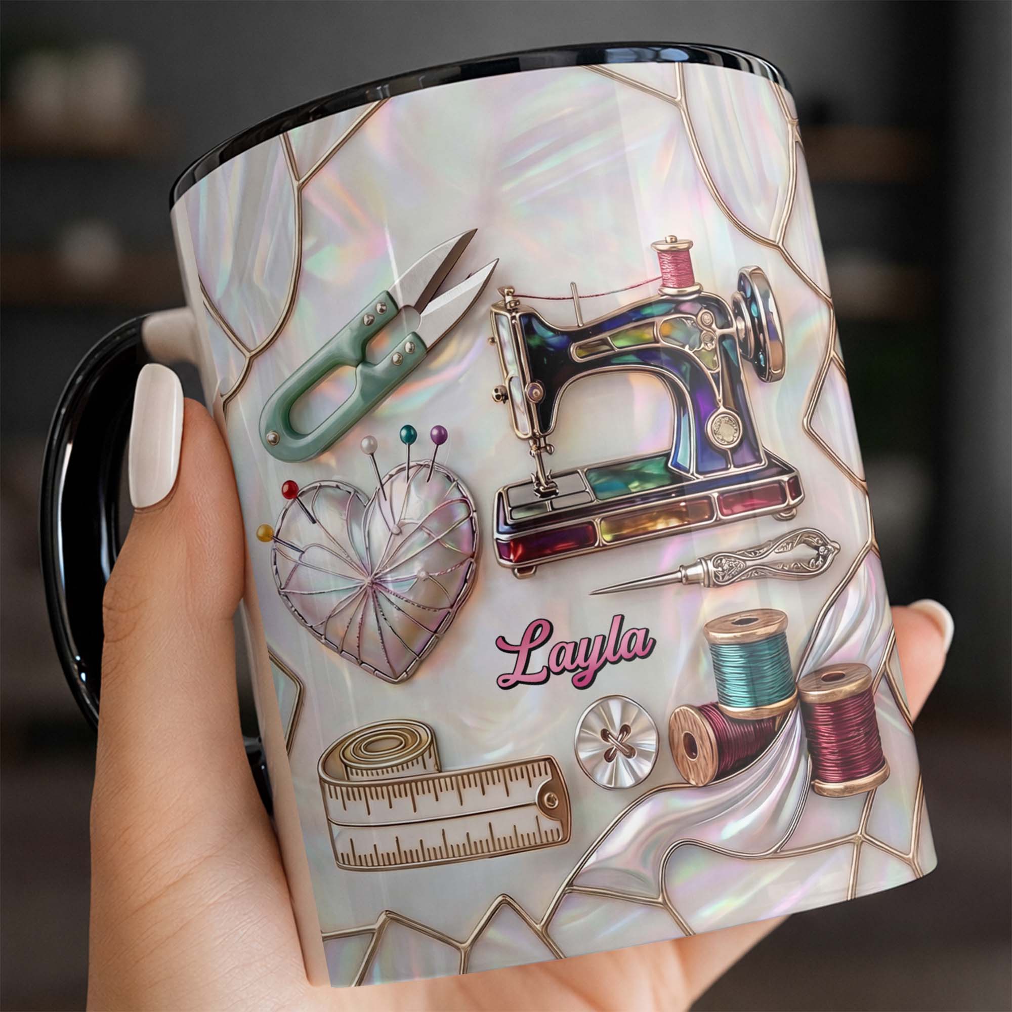 Personalized Ceramic Accent Mug Custom Name Gift for Mom