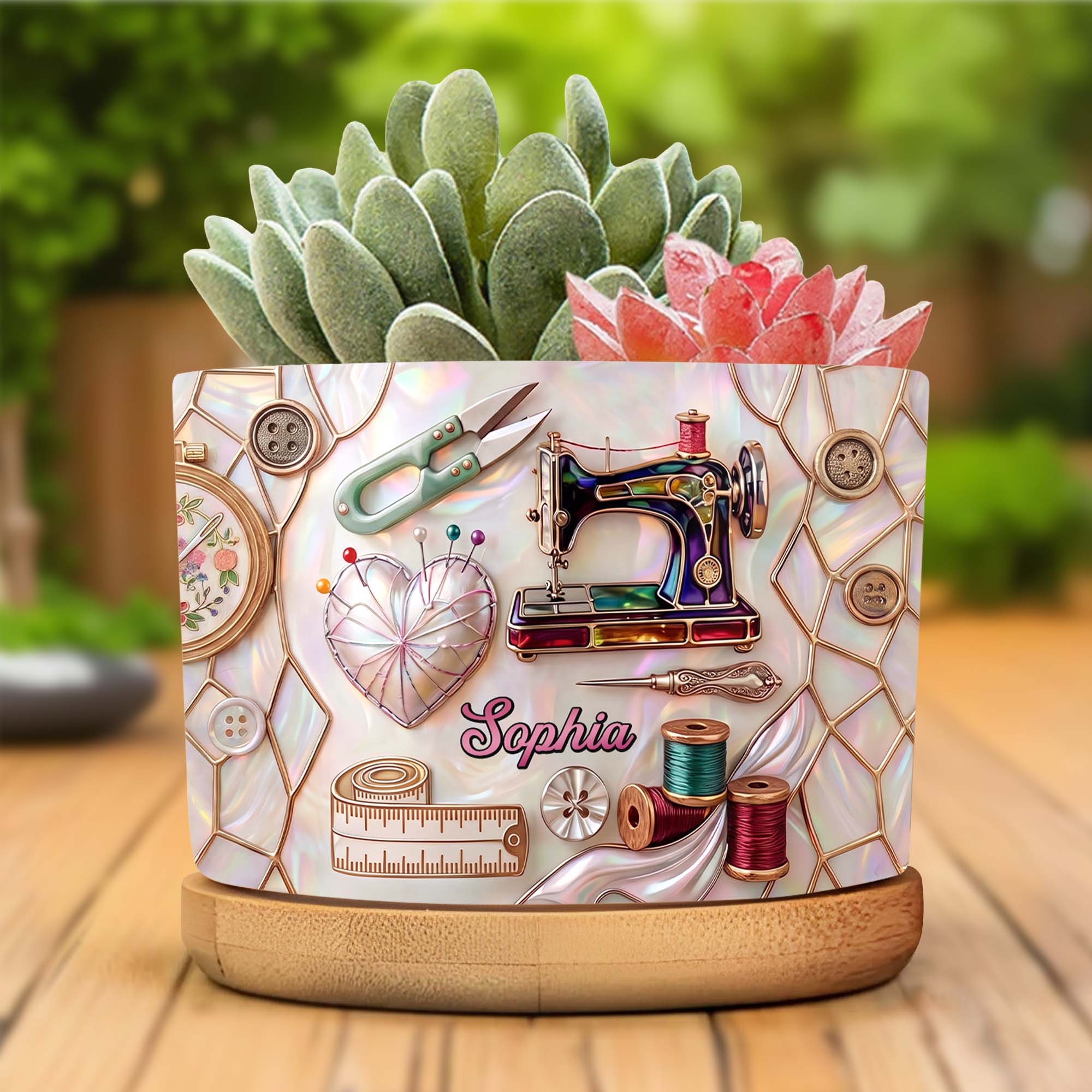 Personalized Ceramic Plant Pot with Custom Message for Crafters
