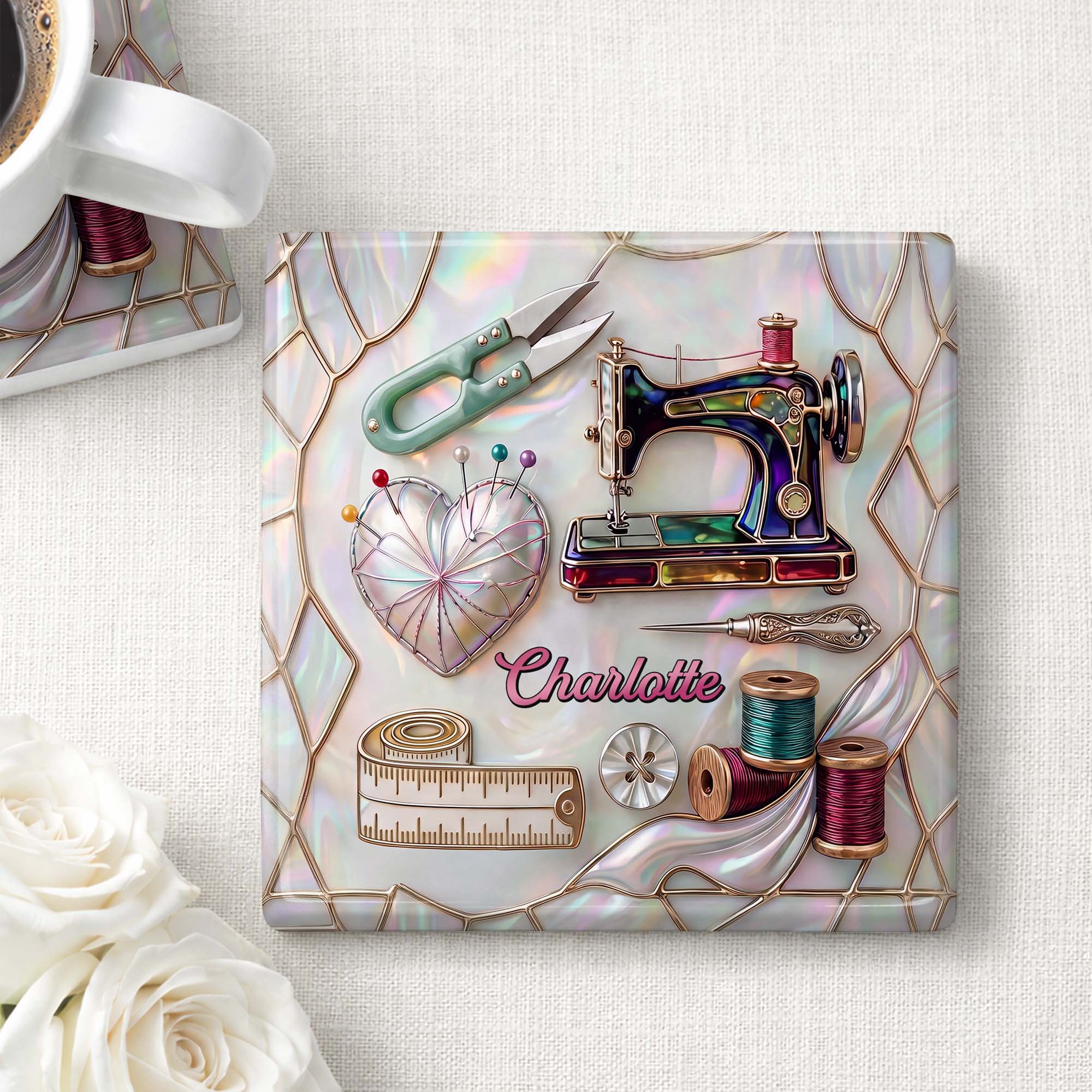 Personalized Ceramic Coaster Custom Design Gift for Mom