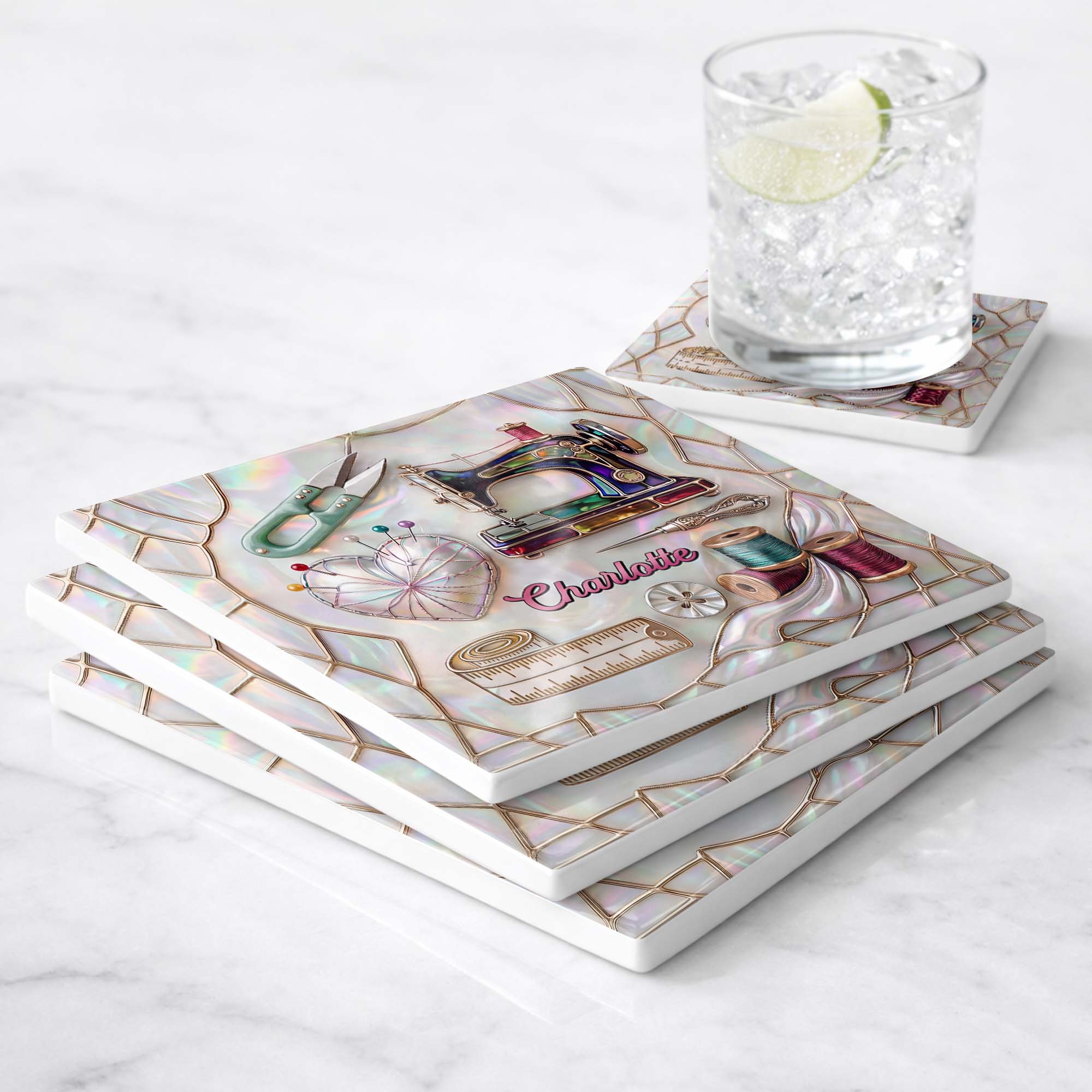 Personalized Ceramic Coaster Custom Design Gift for Mom