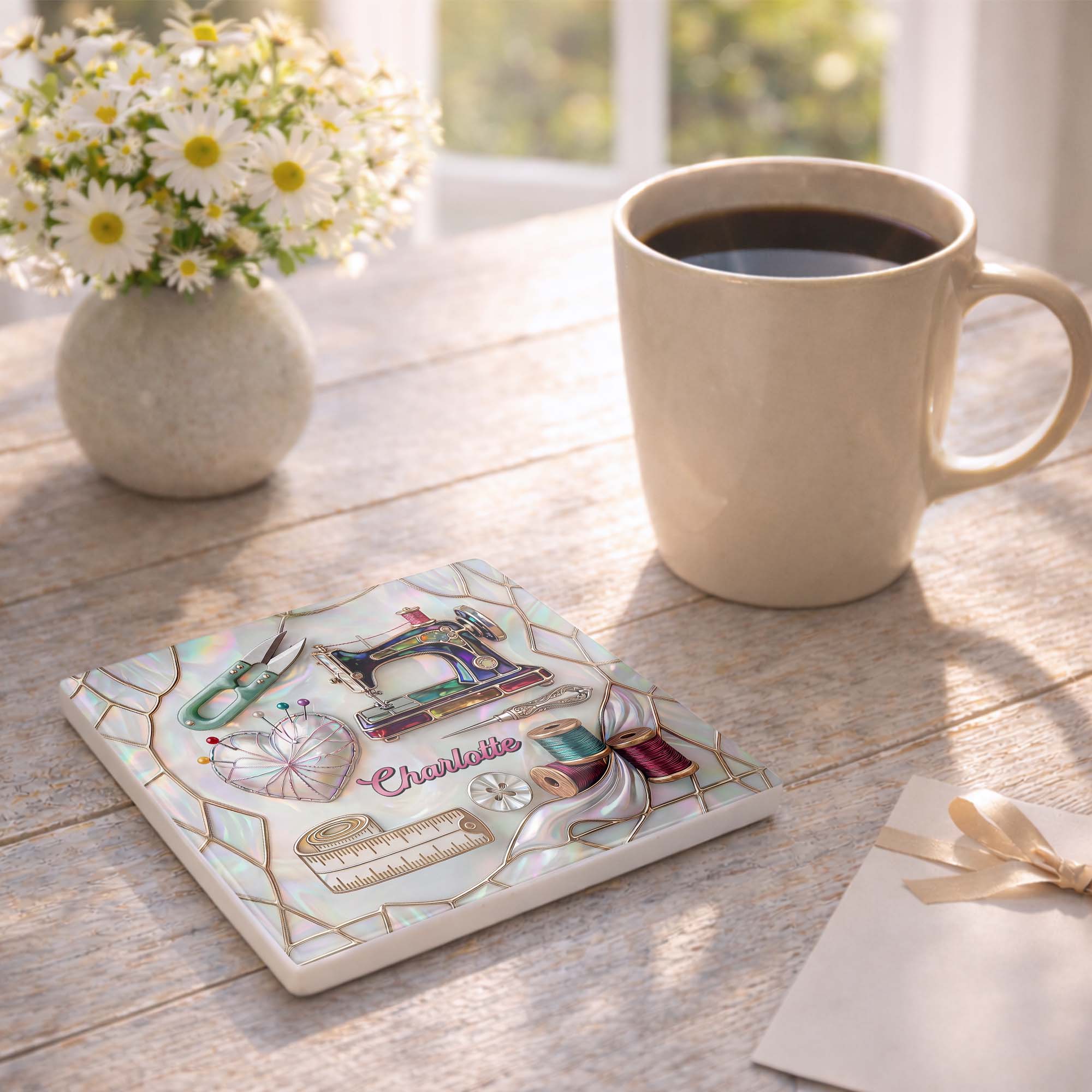 Personalized Ceramic Coaster Custom Design Gift for Mom