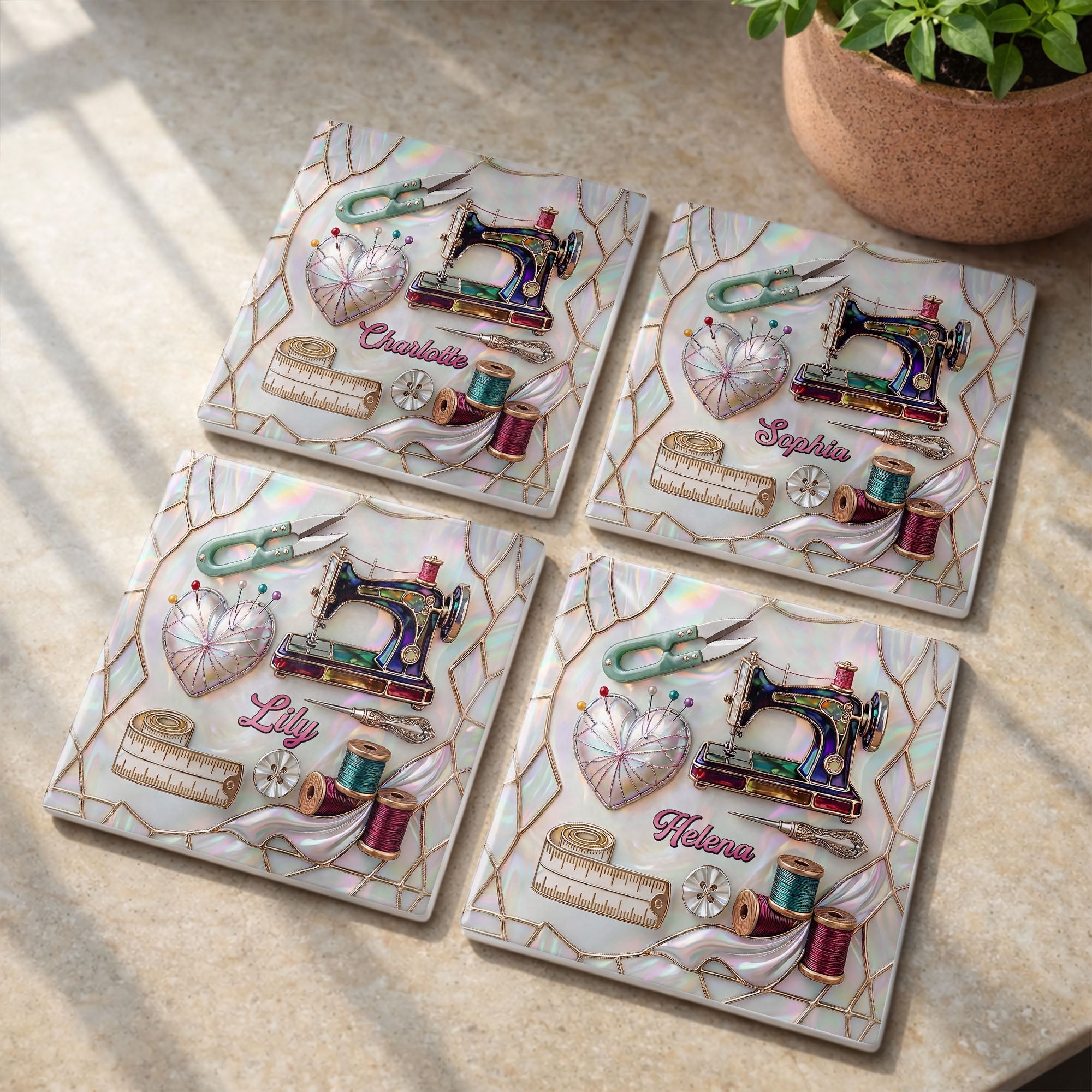 Personalized Ceramic Coaster Custom Design Gift for Mom
