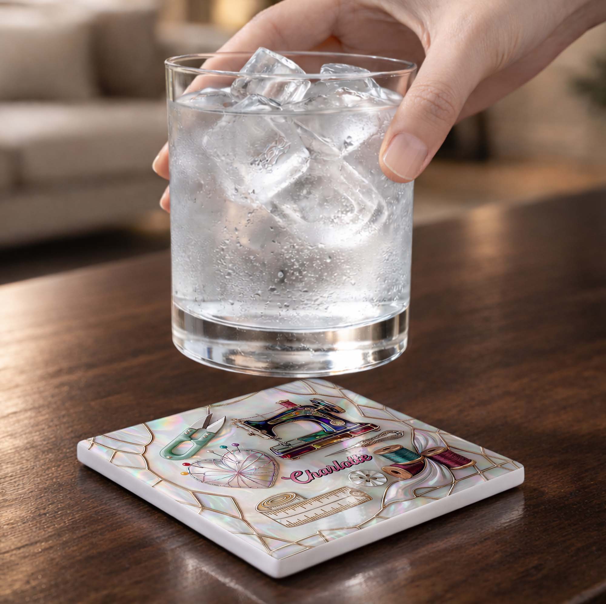 Personalized Ceramic Coaster Custom Design Gift for Mom