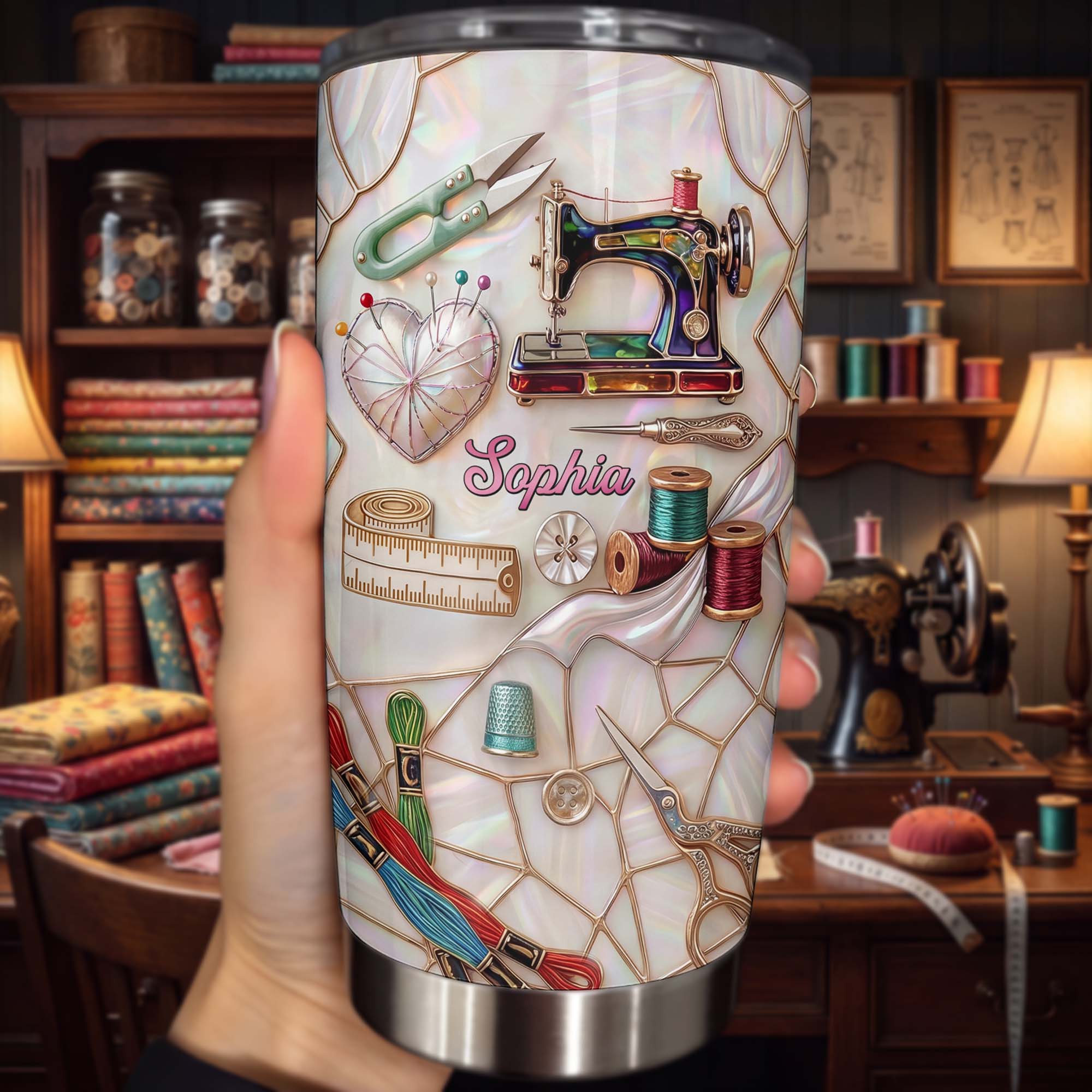 Personalized 20oz Tumbler for Sewers Custom Name Gift Idea