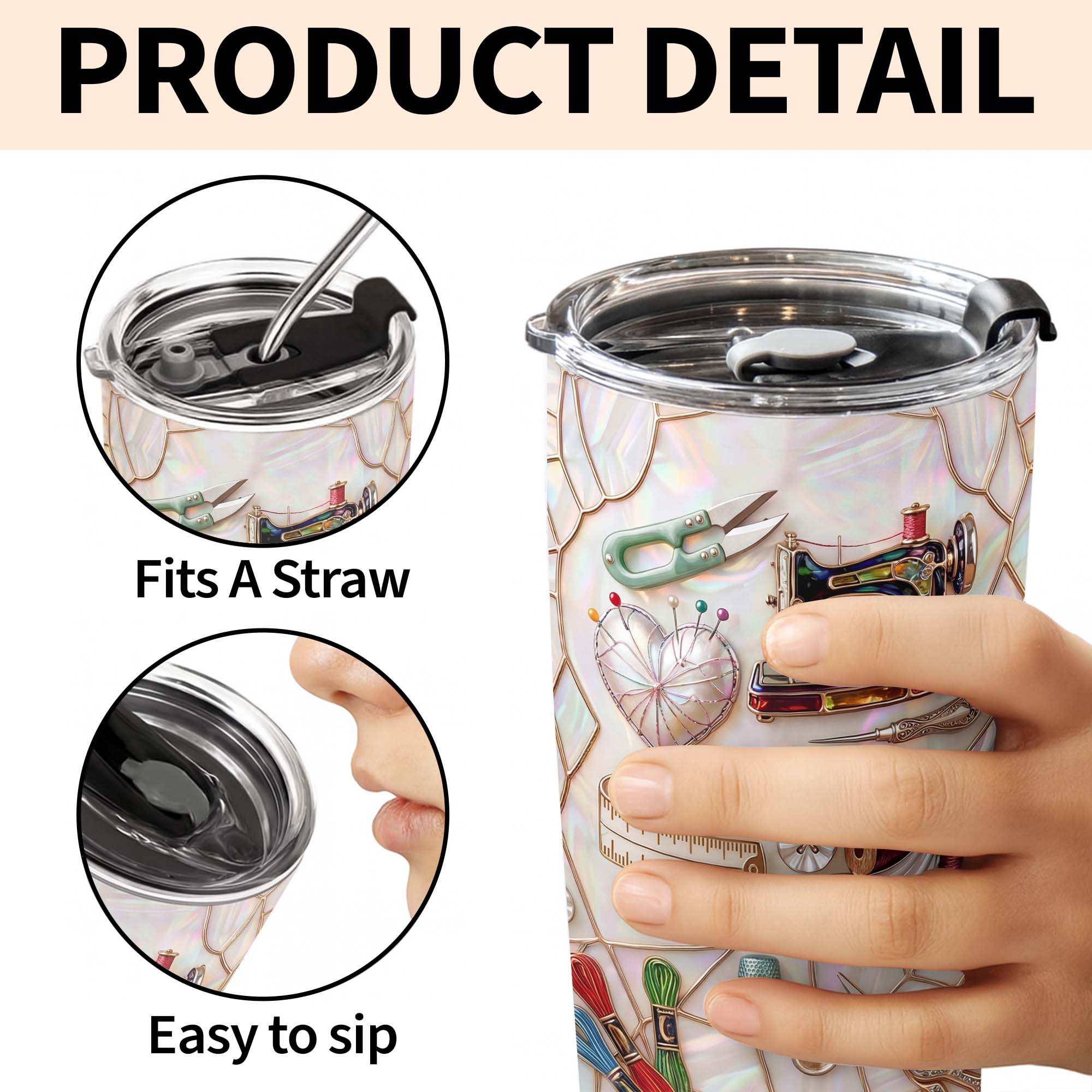 Personalized 20oz Tumbler for Sewers Custom Name Gift Idea