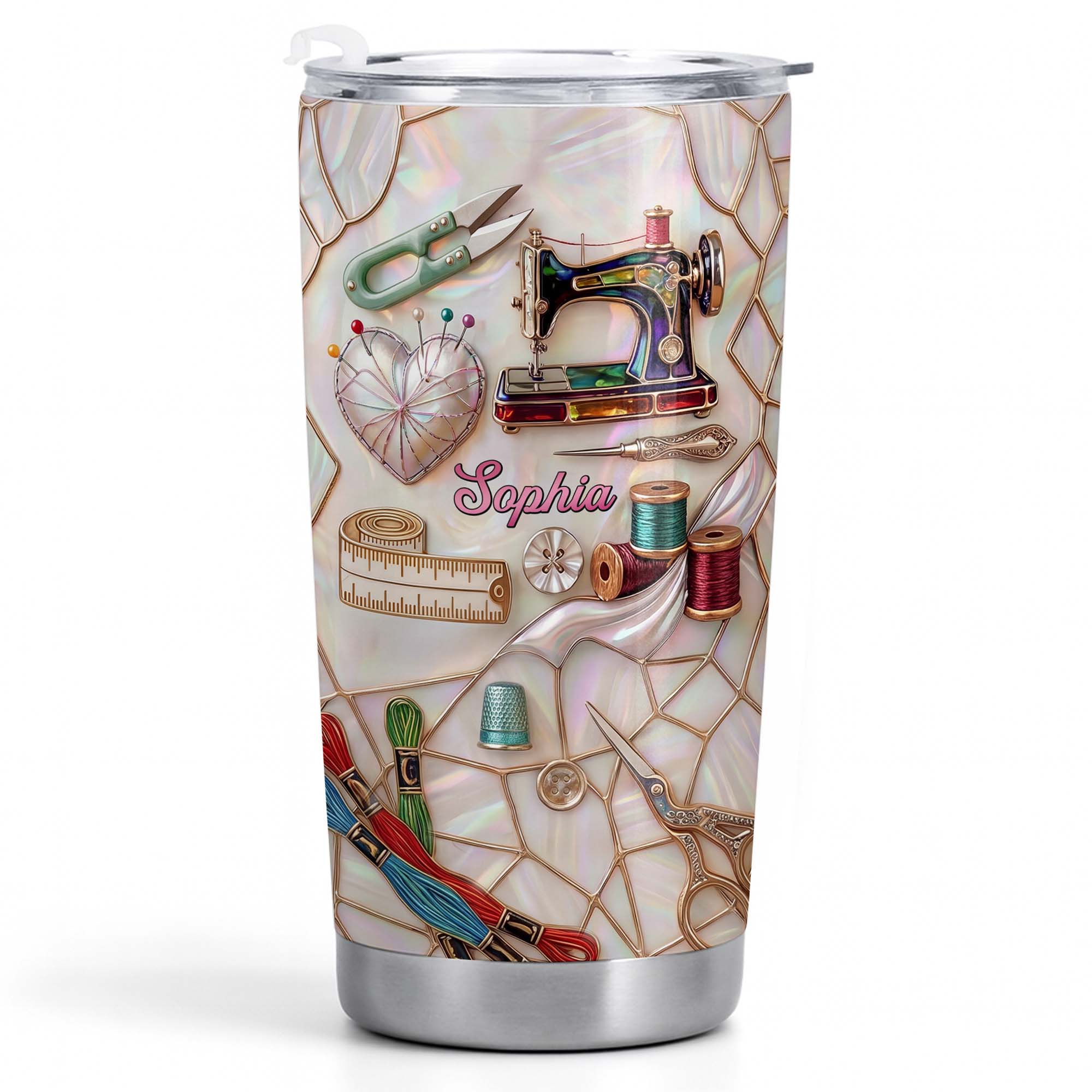 Personalized 20oz Tumbler for Sewers Custom Name Gift Idea