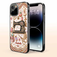 Load image into Gallery viewer, Personalized Clear Phone Case with 3D Rhinestone Sewing Design for Mom, Grandma, Craft Lovers
