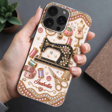 Load image into Gallery viewer, Personalized Clear Phone Case with 3D Rhinestone Sewing Design for Mom, Grandma, Craft Lovers
