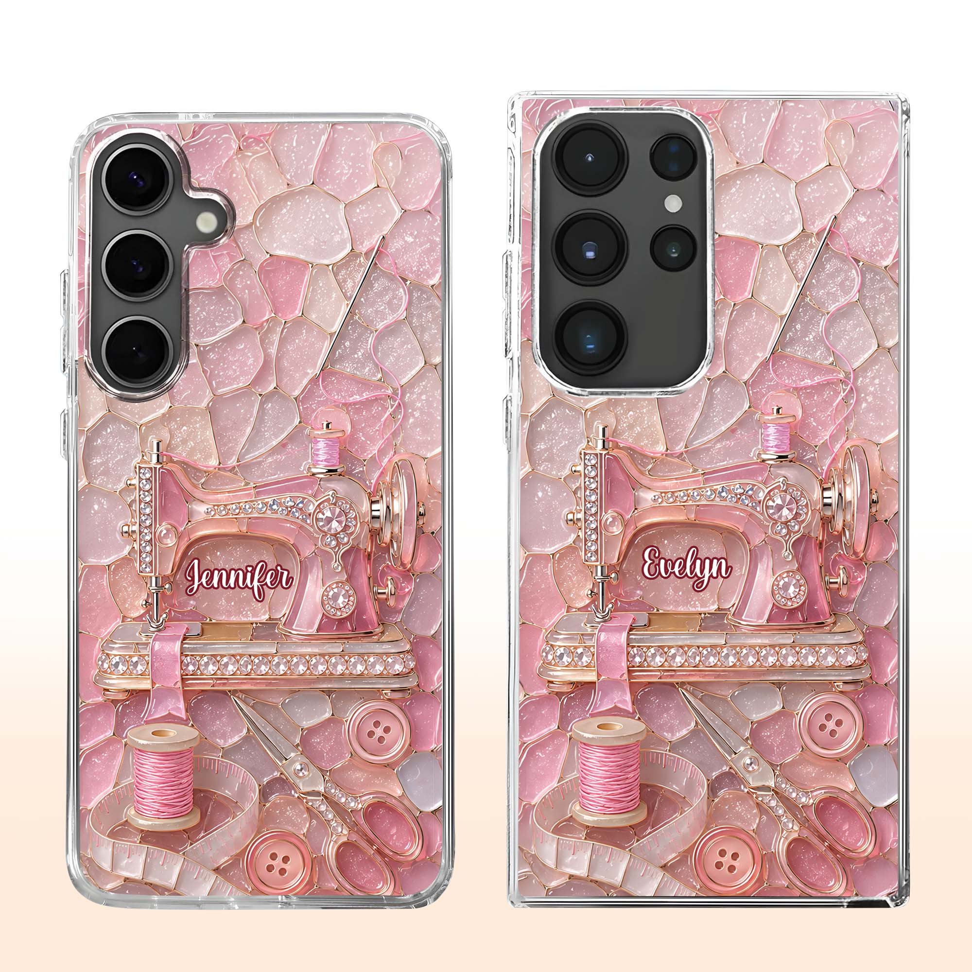 Personalized Clear Phone Case with Name for Sewing Lovers