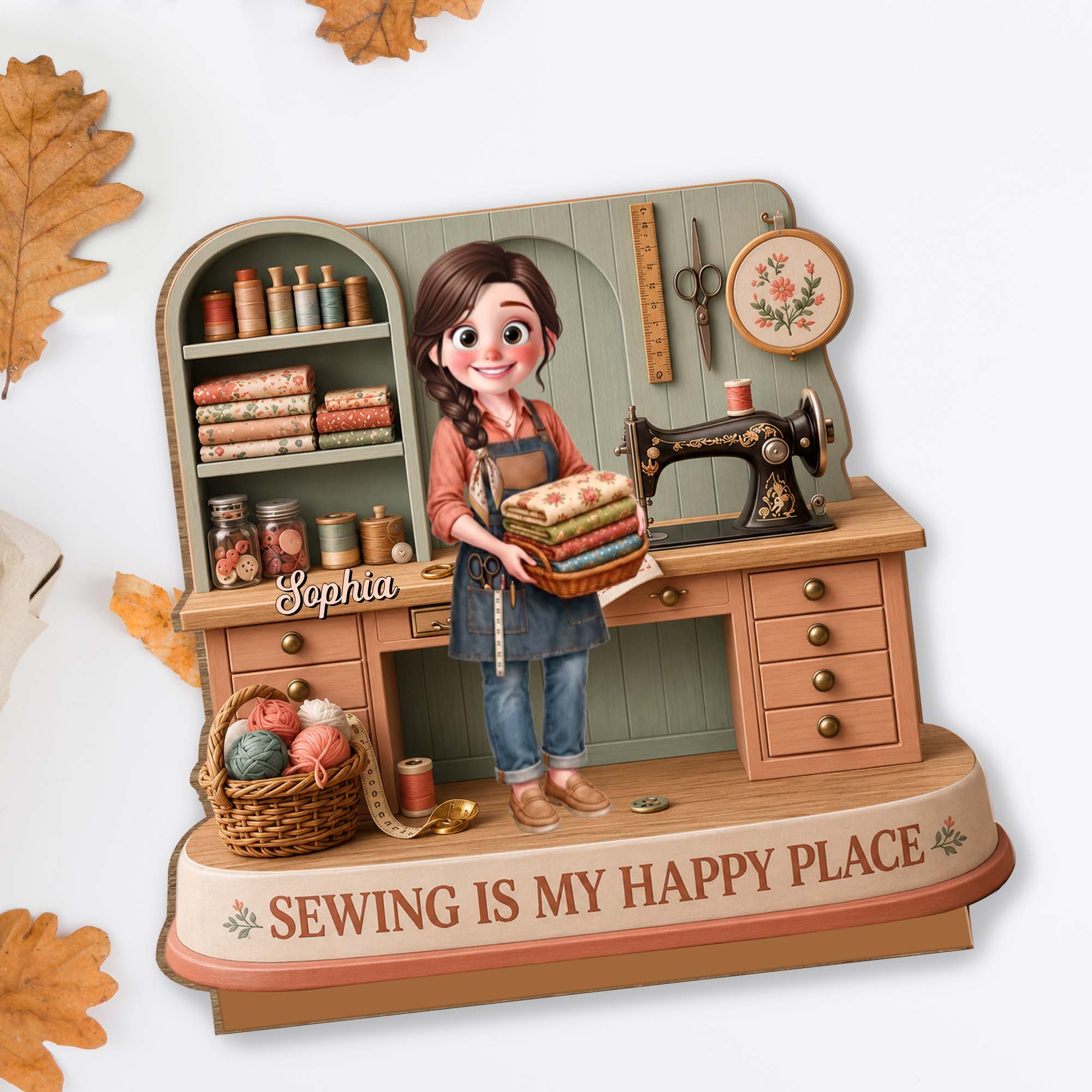 Personalized Wood Plaque Custom Sewing Machine Gift for Mom