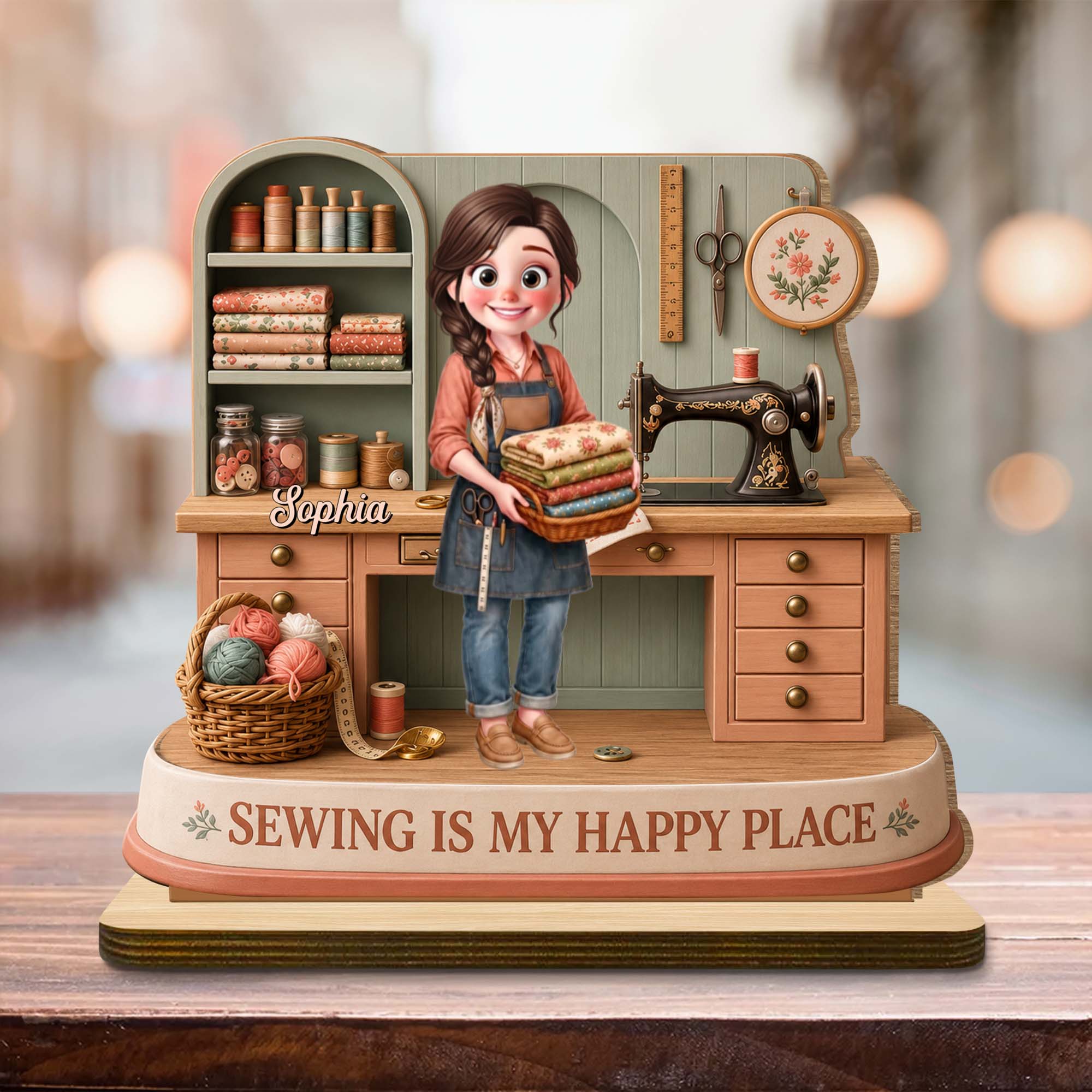 Personalized Wood Plaque Custom Sewing Machine Gift for Mom