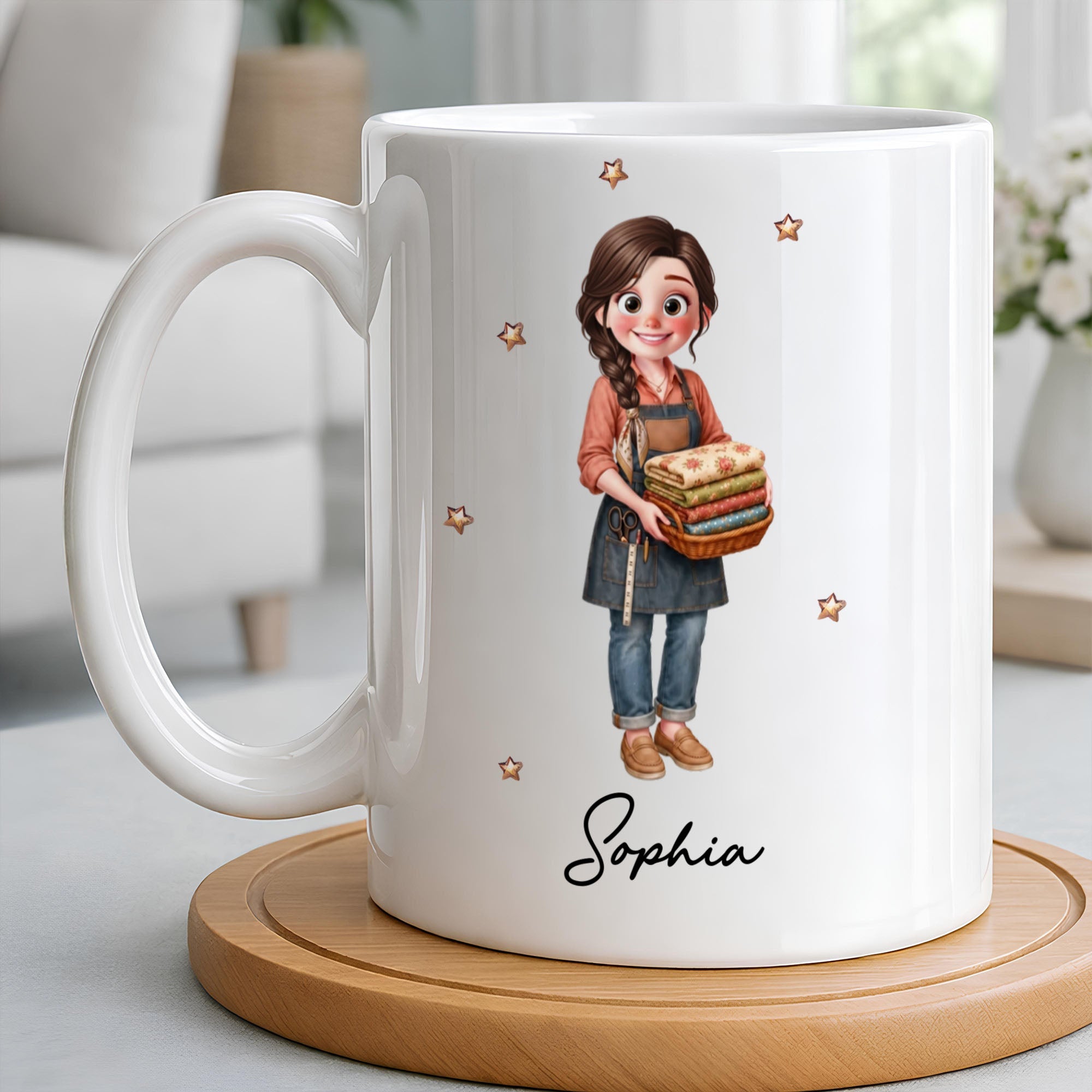 Personalized Creative Sewing Girl Coffee Mug Custom Gift for Her