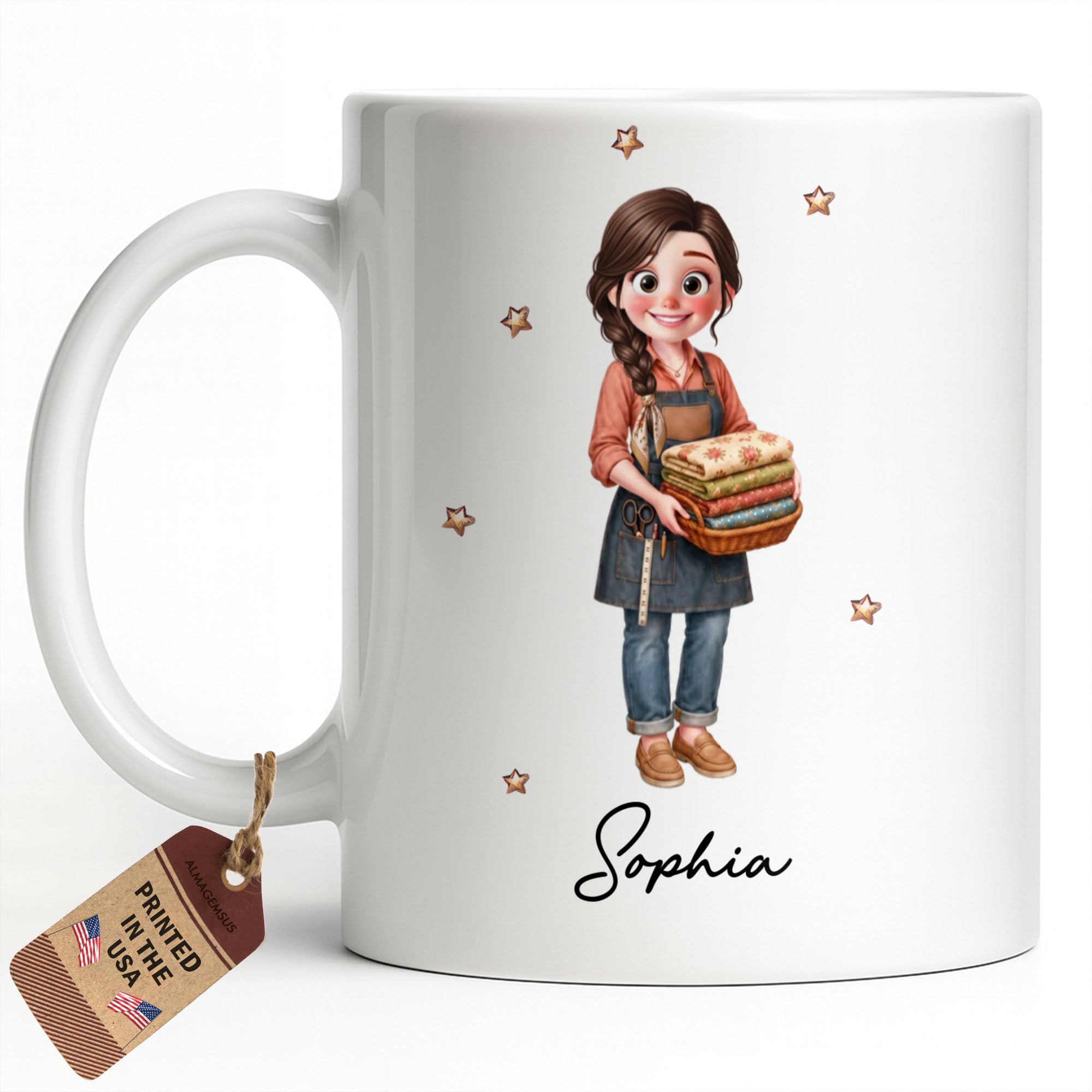 Personalized Creative Sewing Girl Coffee Mug Custom Gift for Her