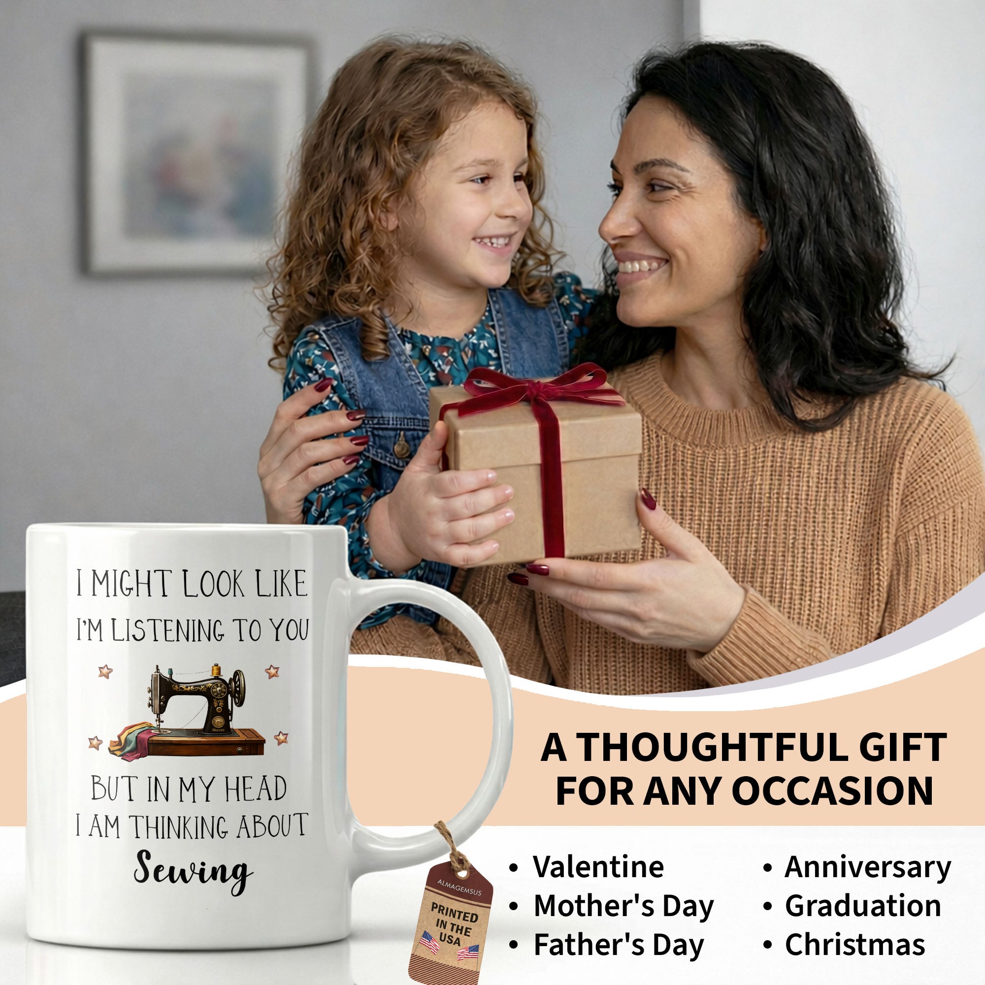 Personalized Creative Sewing Girl Coffee Mug Custom Gift for Her