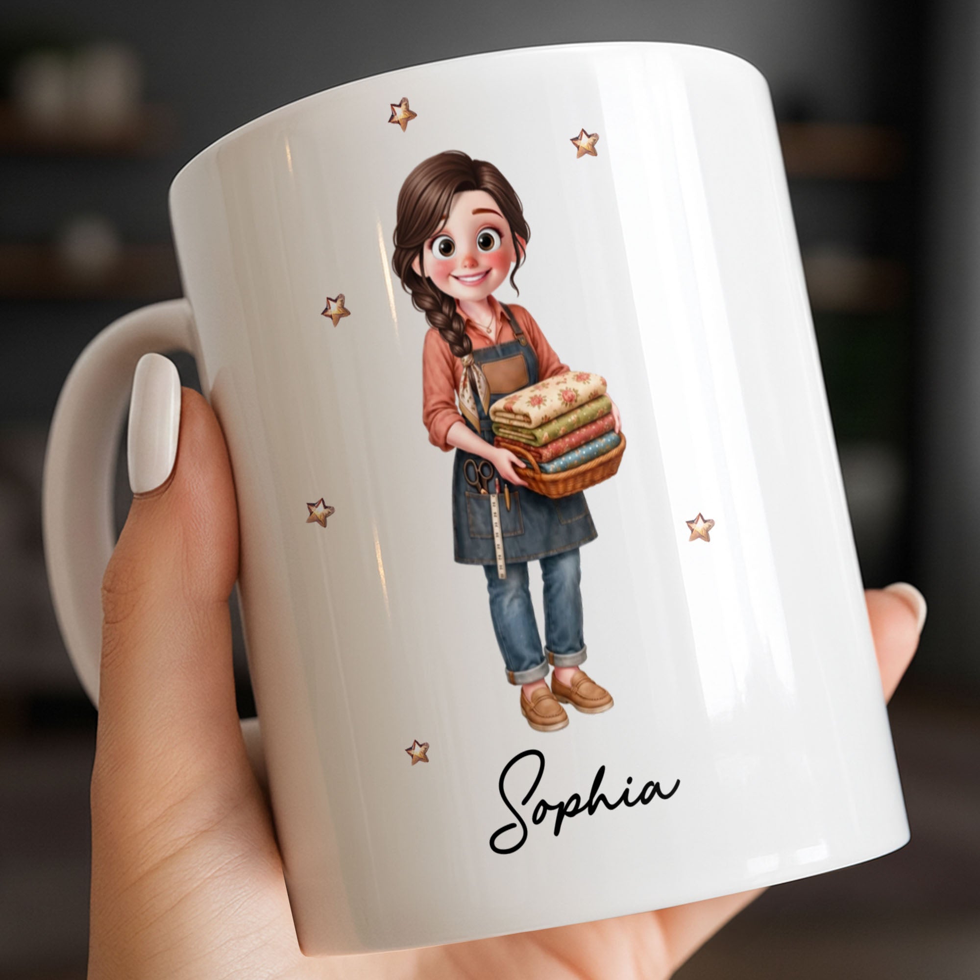 Personalized Creative Sewing Girl Coffee Mug Custom Gift for Her