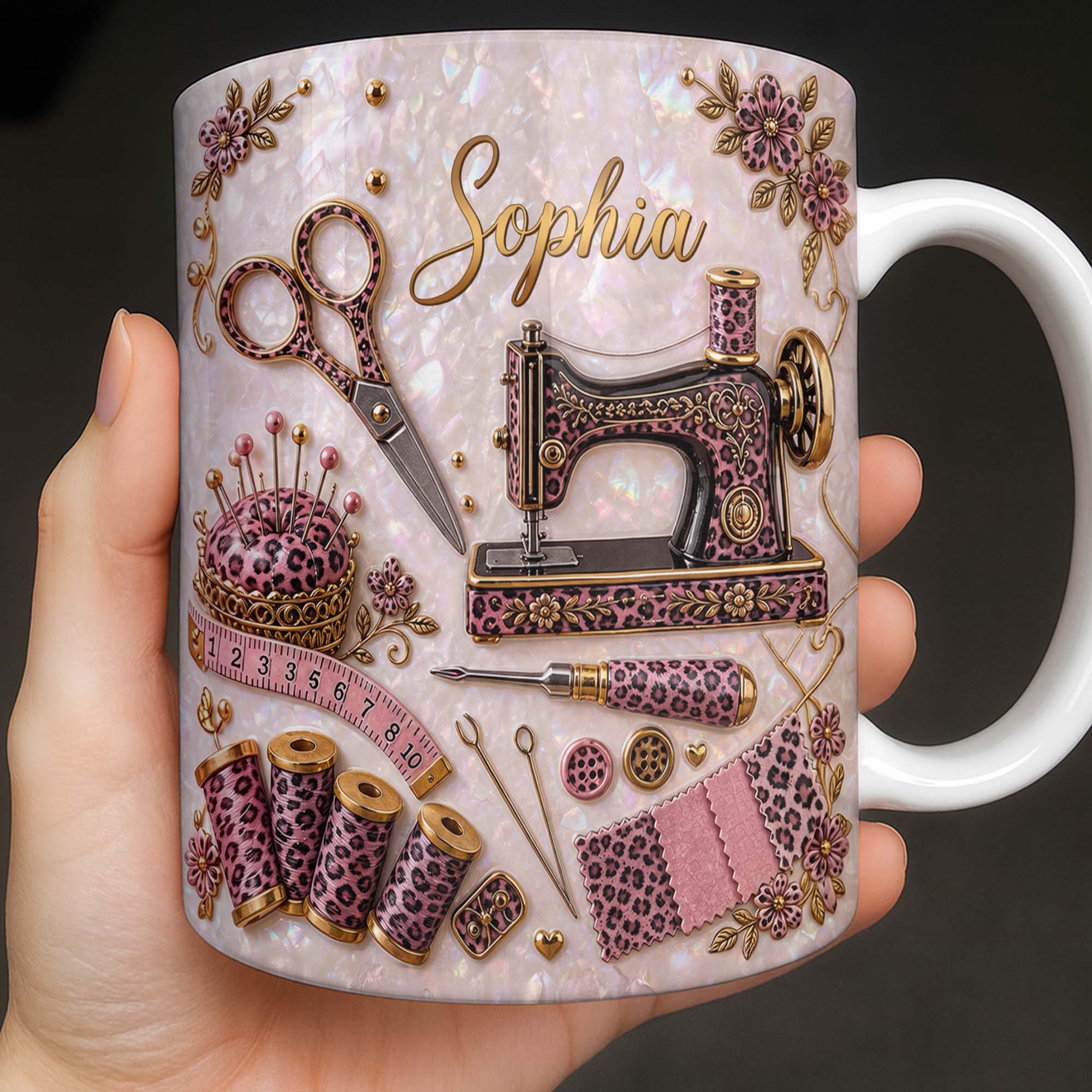 Personalized Leopard Print Coffee Mug Custom Name Gift for Mom