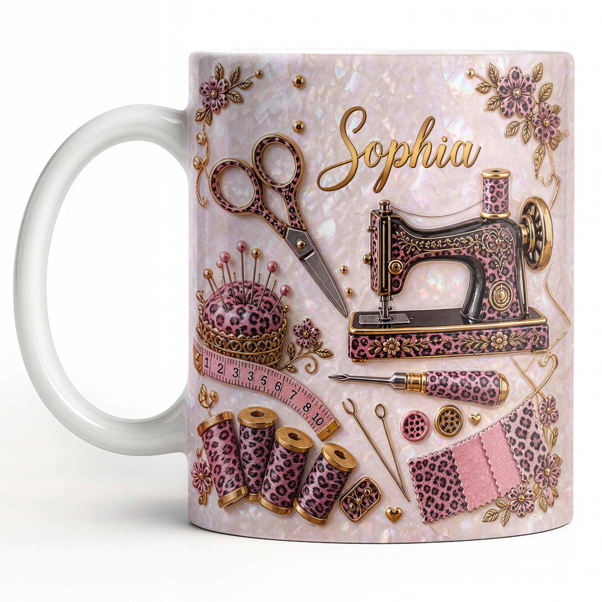 Personalized Leopard Print Coffee Mug Custom Name Gift for Mom