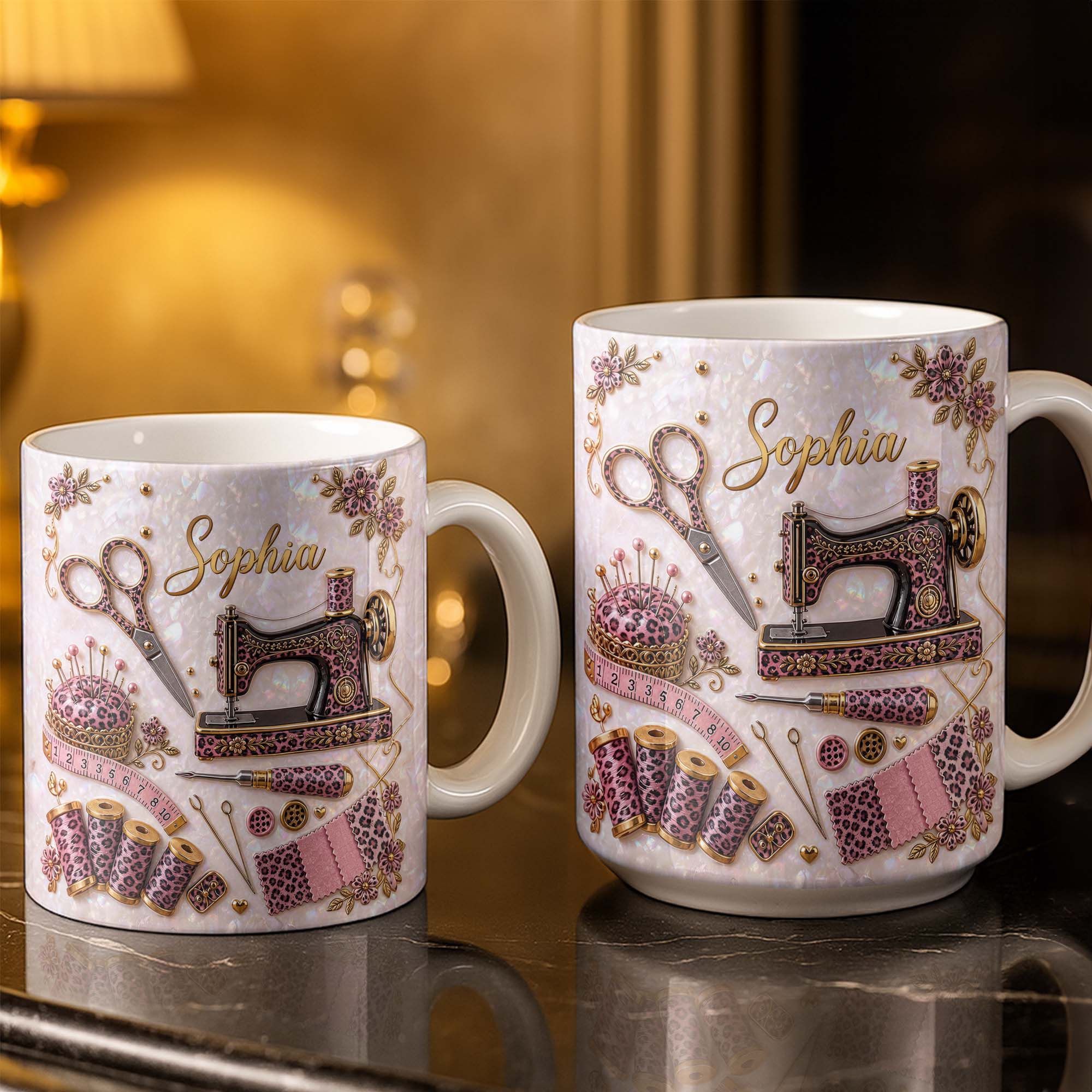 Personalized Leopard Print Coffee Mug Custom Name Gift for Mom