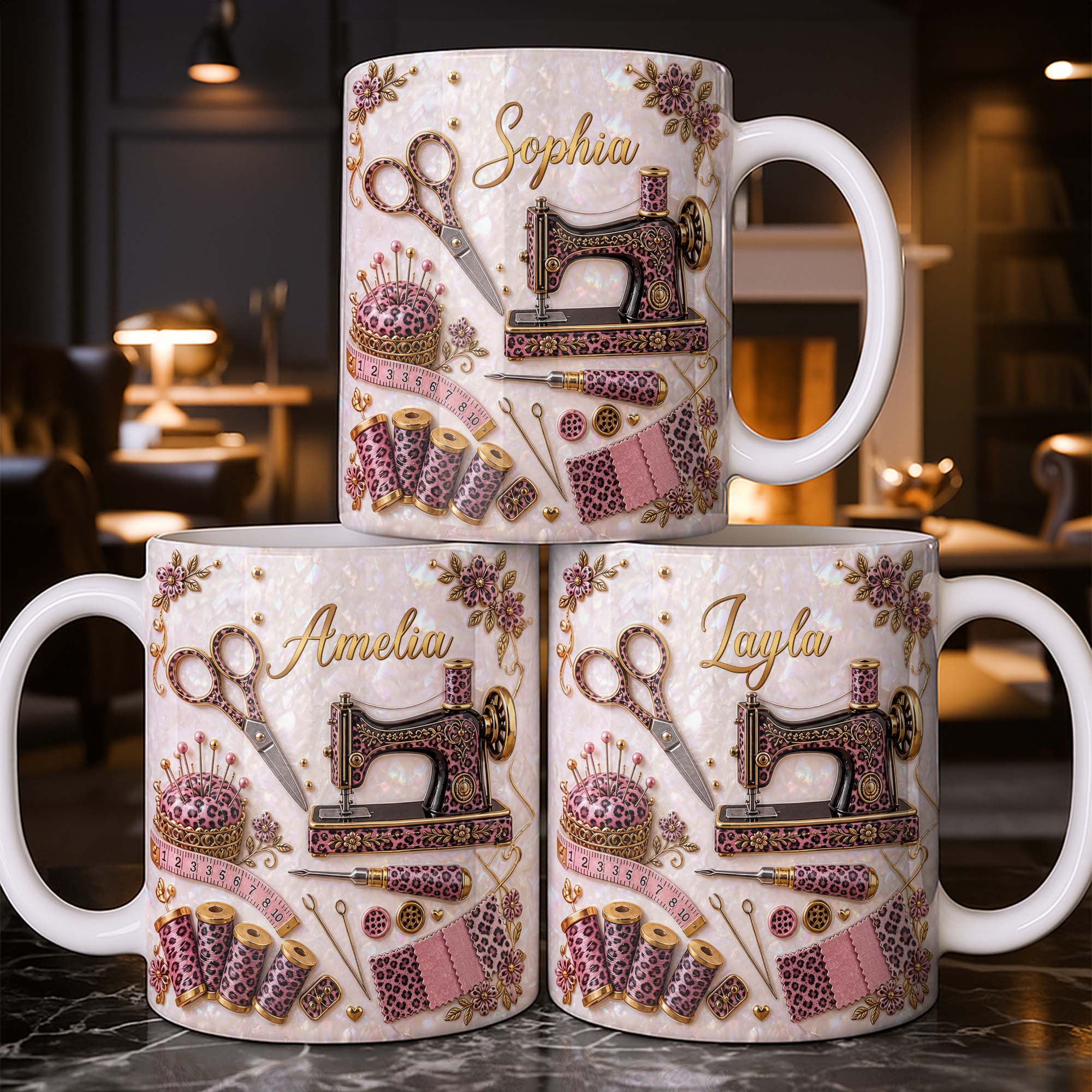 Personalized Leopard Print Coffee Mug Custom Name Gift for Mom